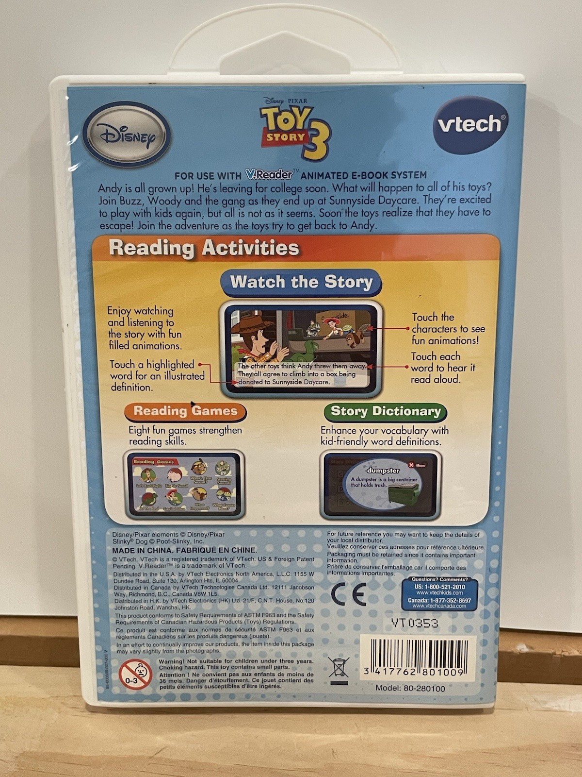 PIXAR TOY STORY 3 DISNEY VTECH V Reader Reading Learning Game (Plus 2nd Game)