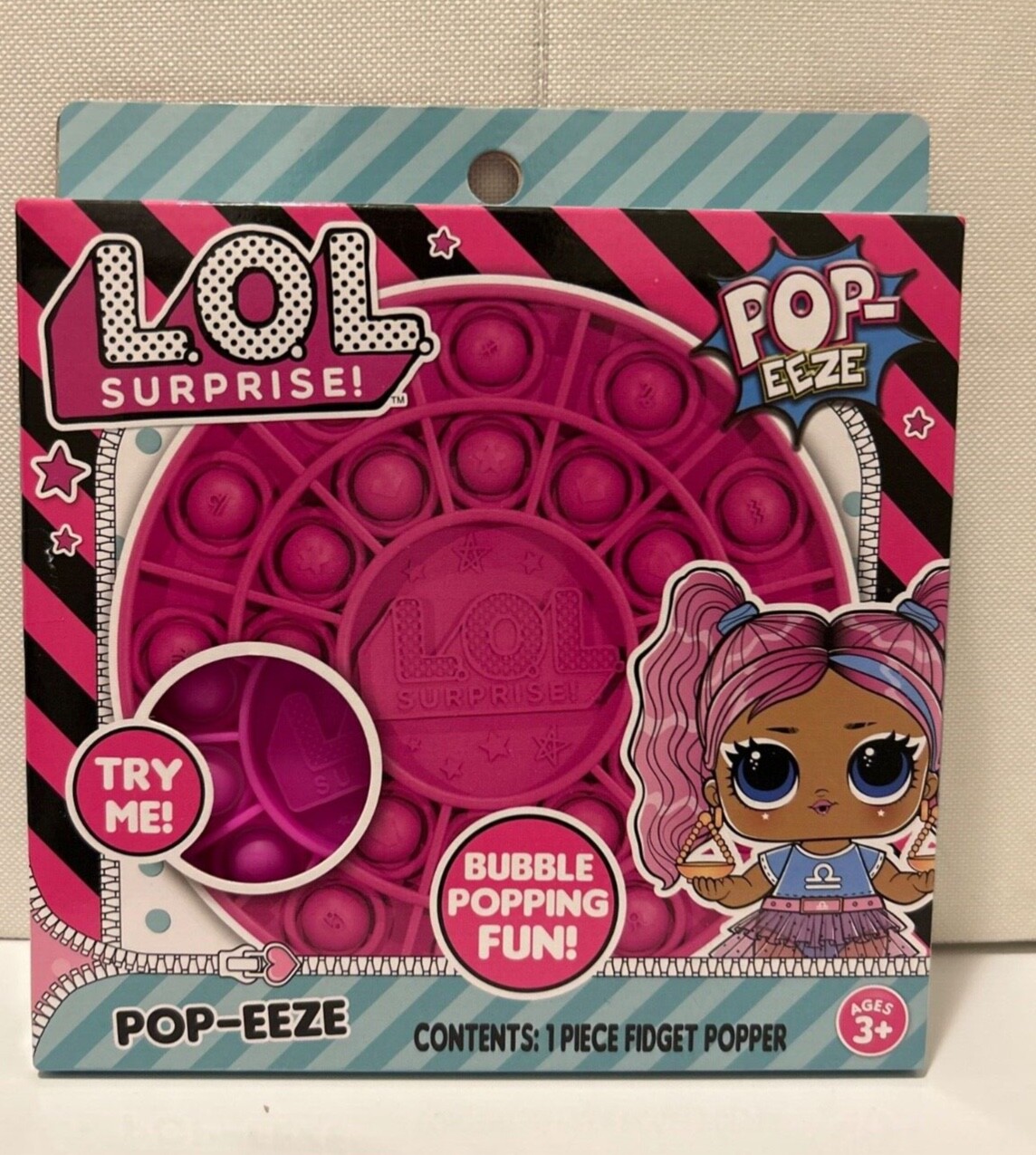 LOL SURPRISE! POP-EEZE FIDGET POPPER HOT PINK BUBBLE POPPING FUN (3 INCLUDED)