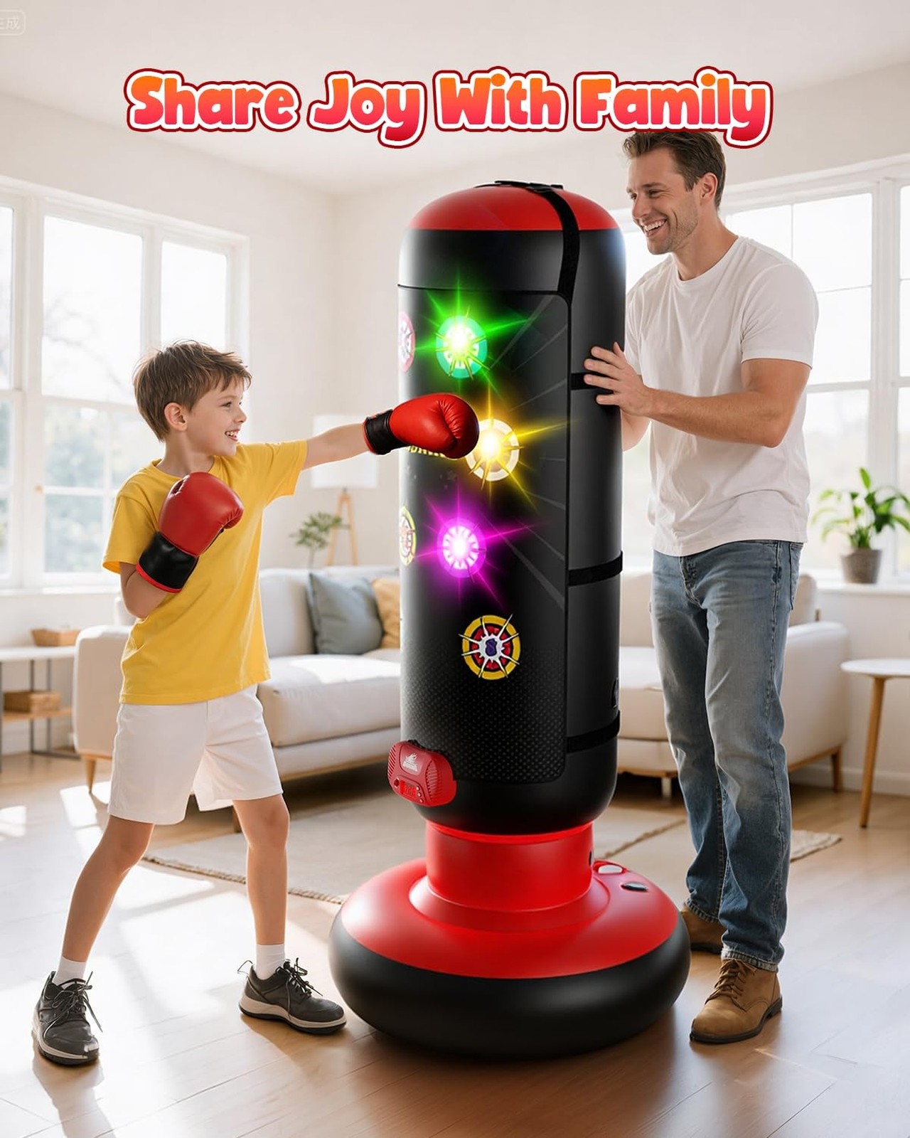HopeRock Punching Bag for Kids, Boxing Set with Scoring, Light, Music, 4 Game…
