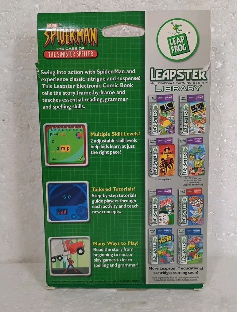 Leap Frog Leapster Spiderman The Case Of The Sinister Speller Game Damaged Box