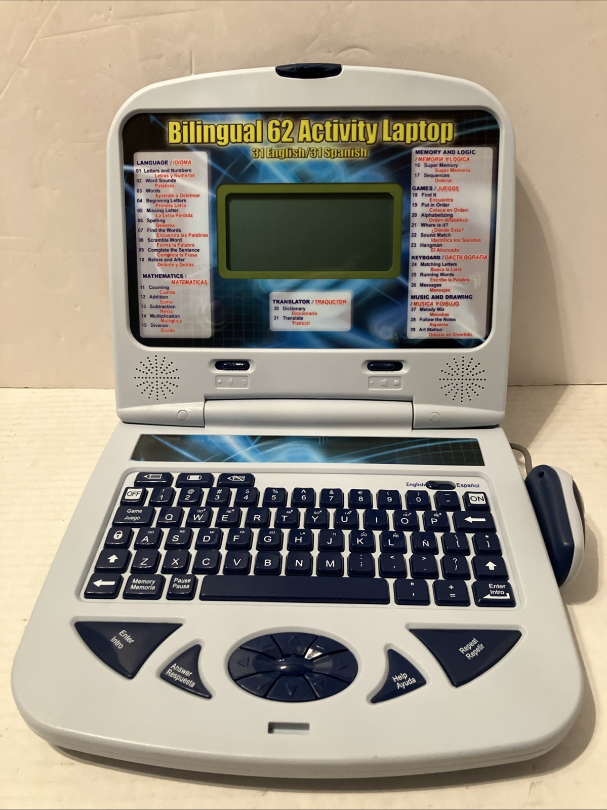 Vintage BILINGUAL 62 ACTIVITY LAPTOP (31 English/31 Spanish) LEARNING TOY Tested
