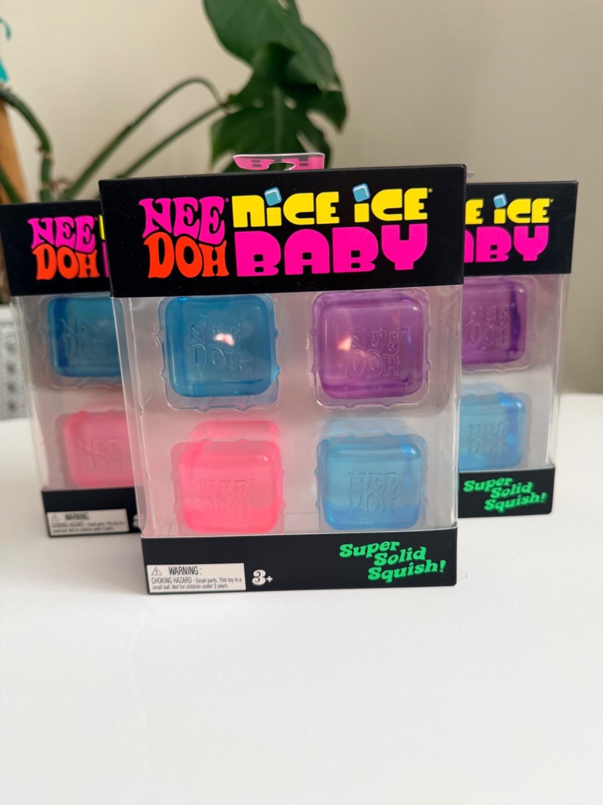 NeeDoh Nice Ice Baby 4 pack, Set of Four Nee Doh Mini Nice Cube Pink Blue Purple