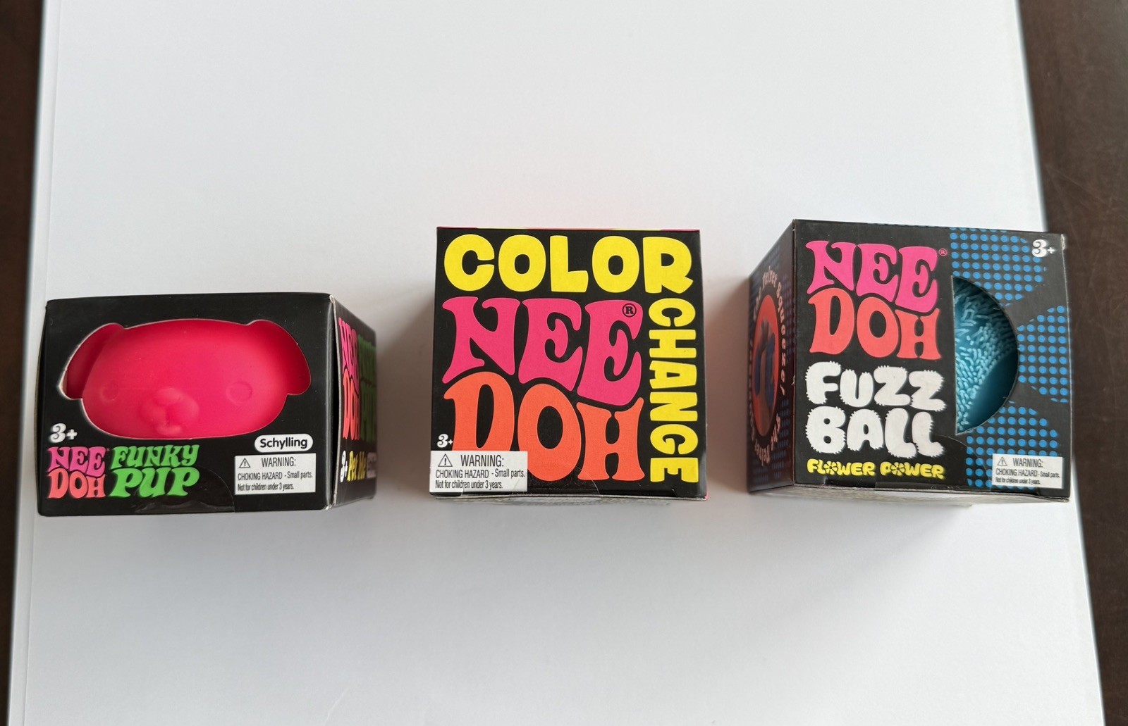 Schylling NeeDoh Toy Lot Funky Pup Color Change Fuzz Ball Flower Power AUTHENTIC