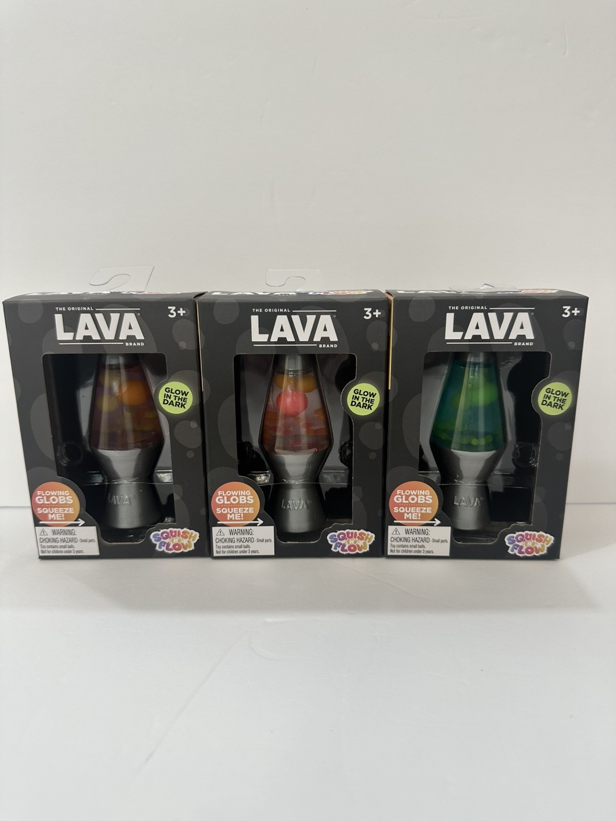 Schylling Squish-n-Flow LAVA LAMP SQUISHY! Glow In The Dark! New- Lot of 3