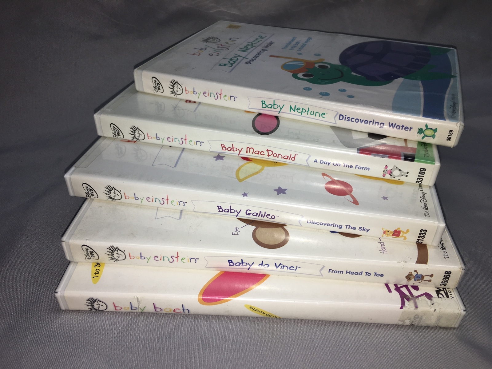 Baby Einstein MACDONALD Neptune Galileo Bach Da Vinci DVD Digital Board Book Set