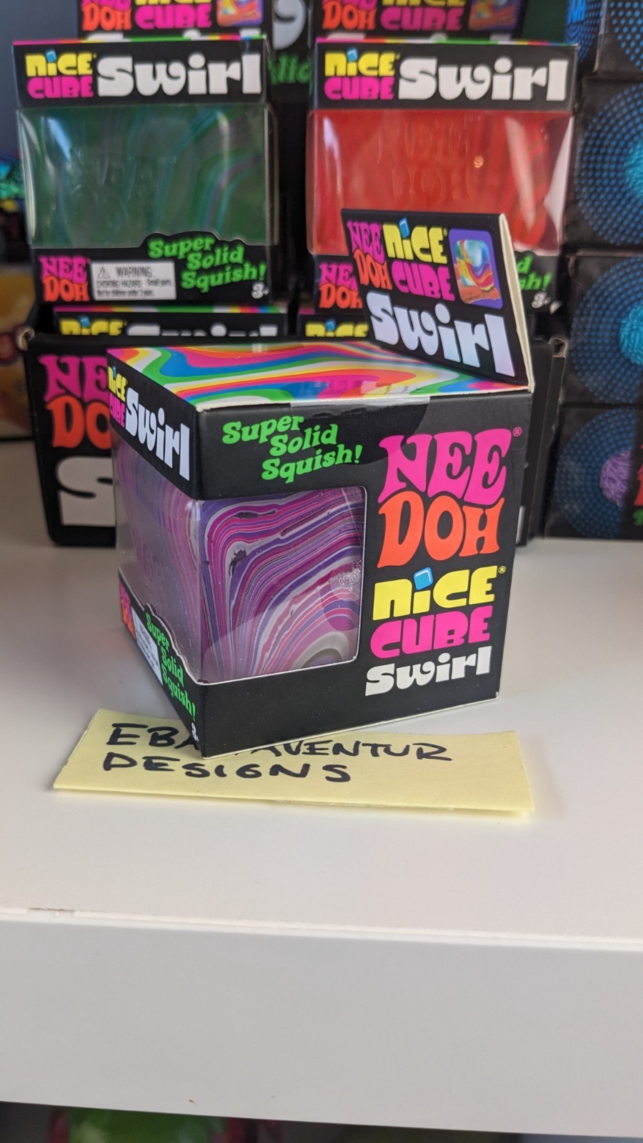NeeDoh NICE CUBE SWIRL – PURPLE/ PINK / CLEAR Super Solid Squish! RARE COLOR‼️