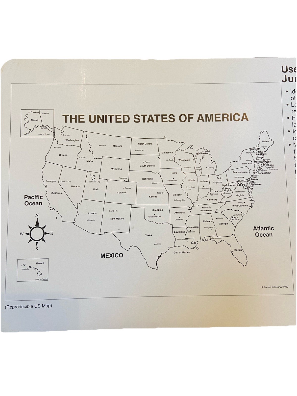 Vintage Carson-Dellosa US Jumbo Map Pad Partial Lot 9 Sheets Reproducible 1998
