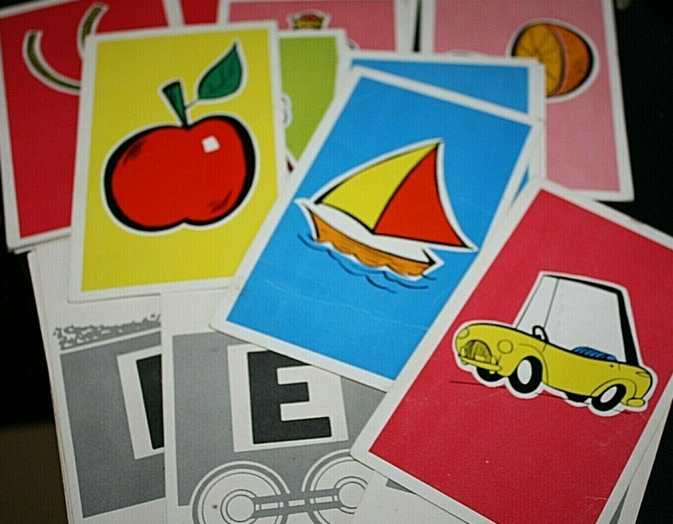 Vtg 1960s Flash Cards Upper Case Letters Complete Set Color Pictures Class -W =