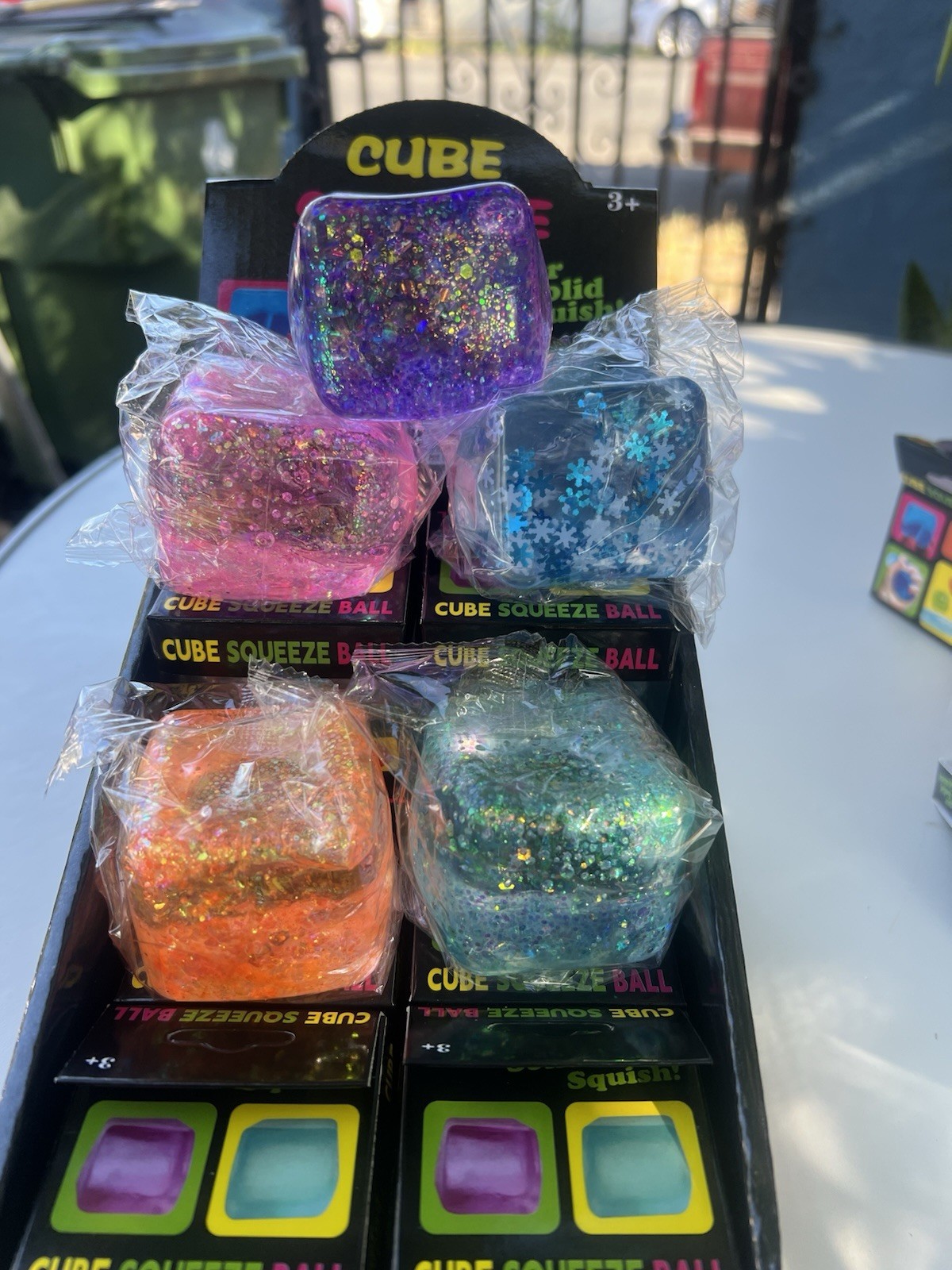 Super Solid Glitter Squish Cube Squeeze Ball, Multicolor, Ages 3+ Years