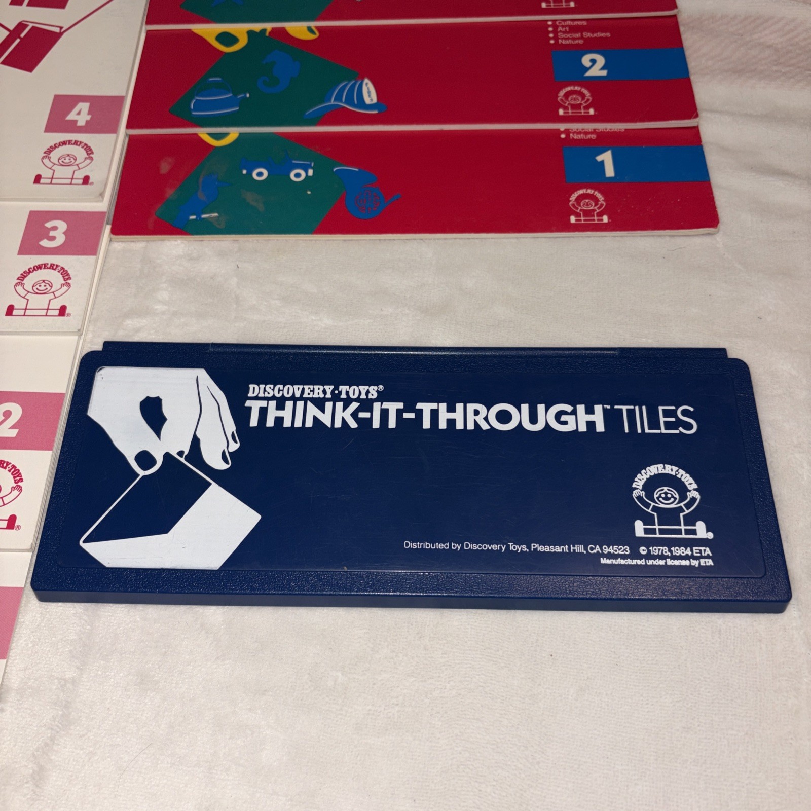 Vtg Discovery Toys Think-It-Through Learning Set Tiles & Books Homeschool