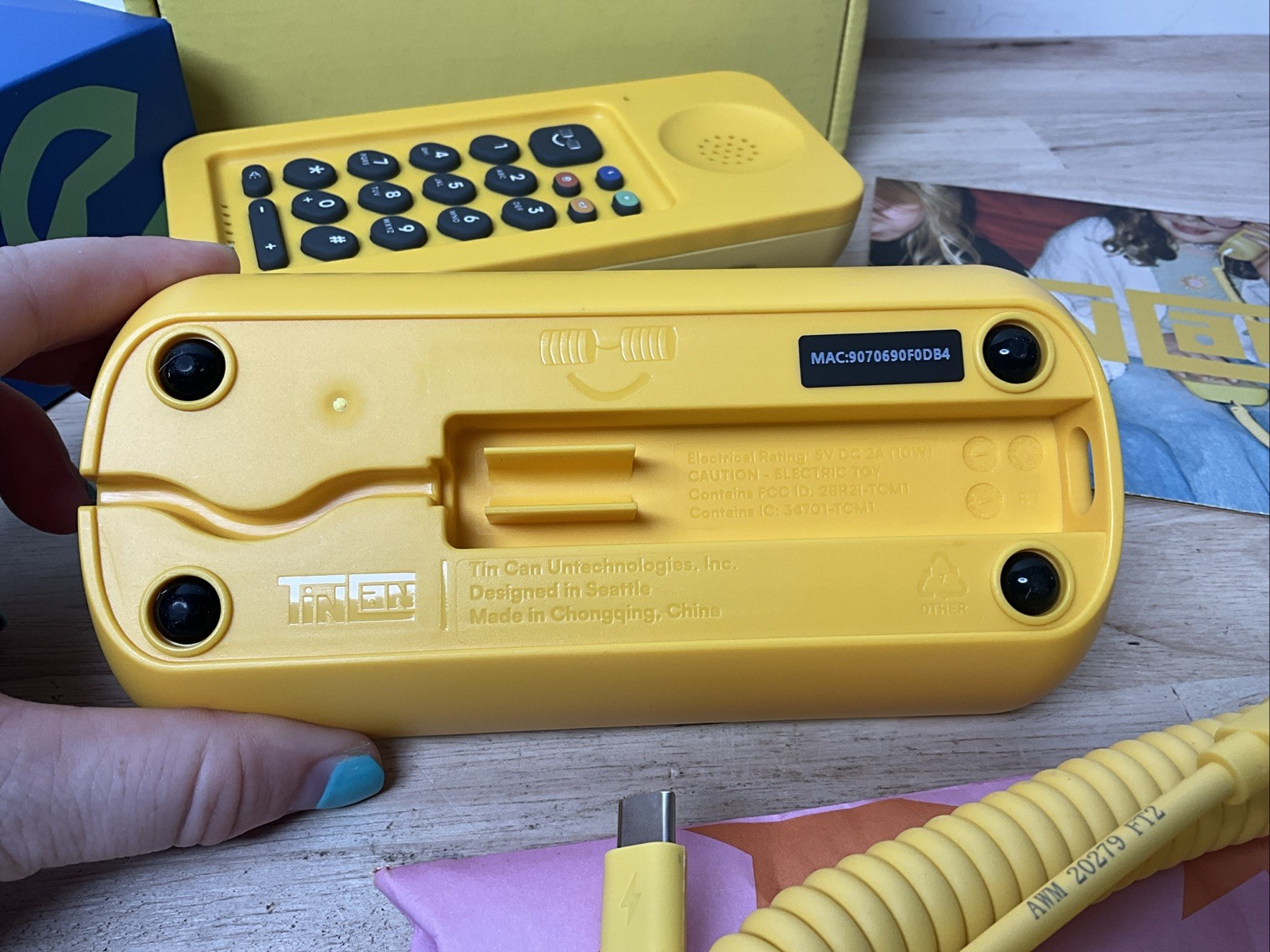 Tin Can Yellow Phone Kids Landline Answer Me – No Power Cable