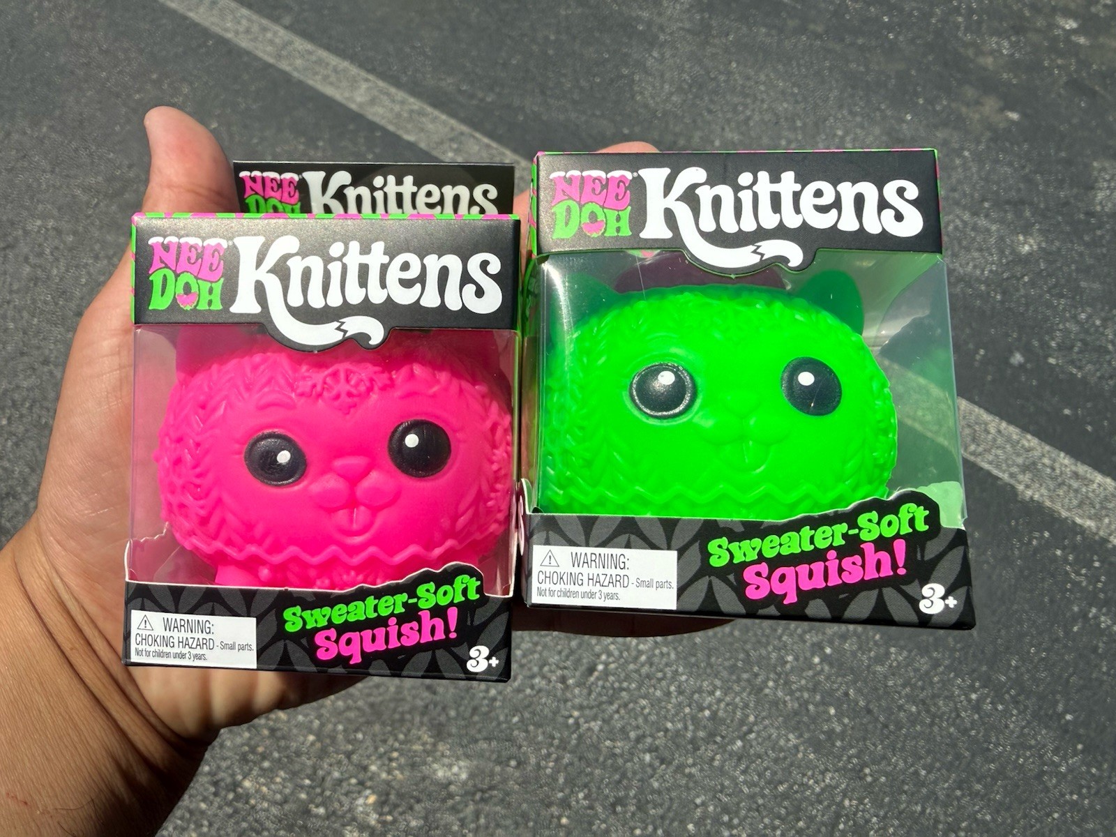 Brand New NeeDoh Smitten Knittens Sweater-Soft Squish Pink And Green
