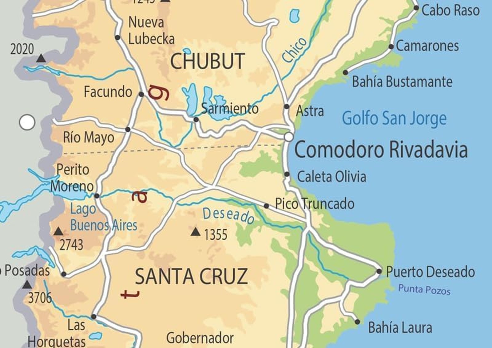 Argentina Physical Map – 23.3 x 16.5 Inches – Paper Laminated