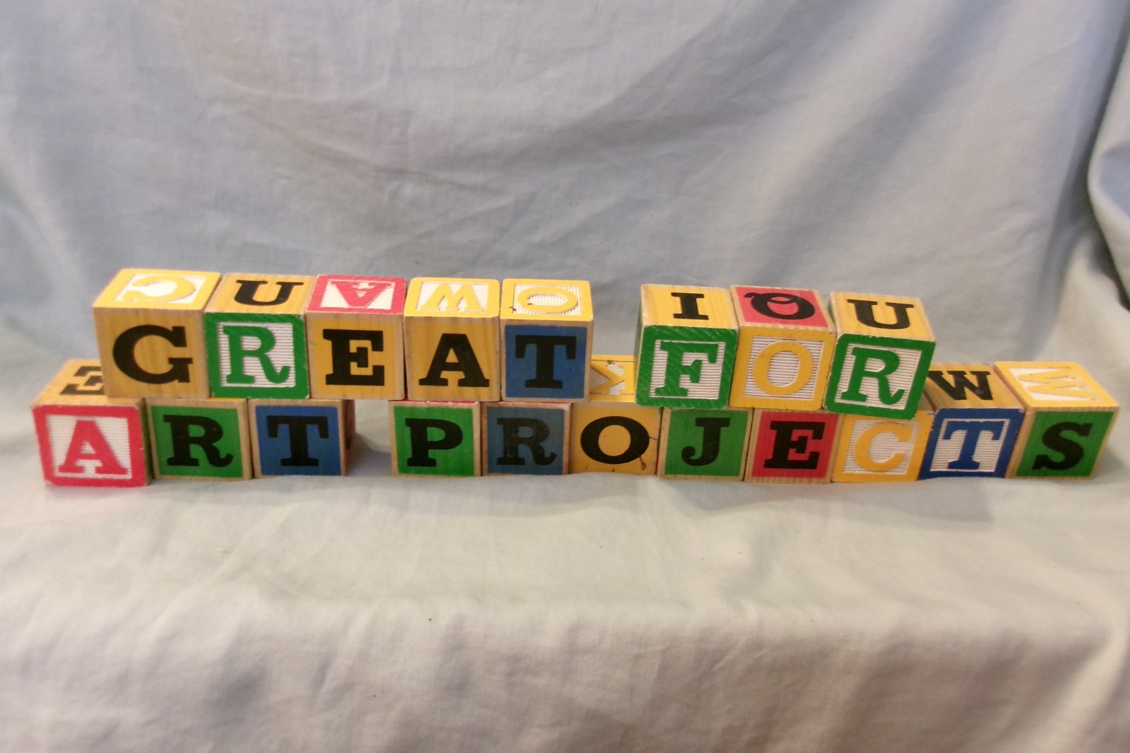 Schylling ABC Alphabet 38 out of 48 Wood Blocks Wooden Dove-Tailed Box No Lid