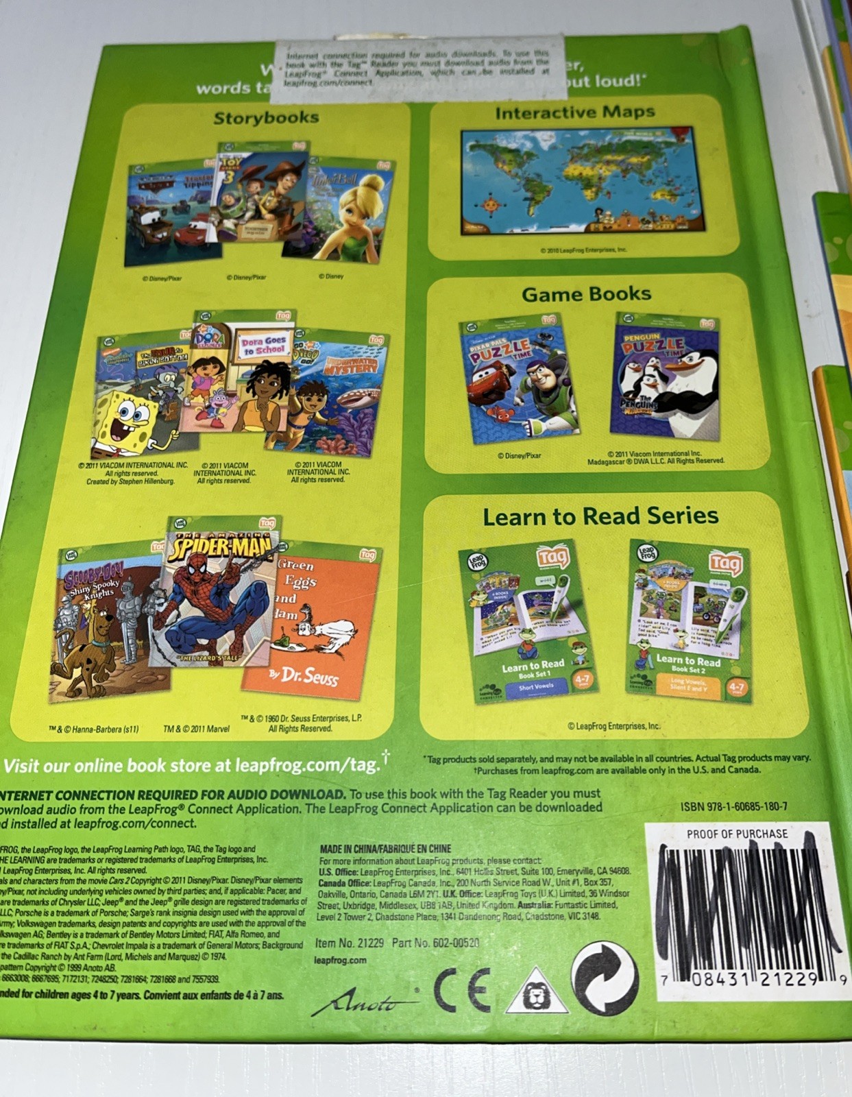 Leap Frog TAG Books (x13 Set Lot) Vowel Sounds Disney Pixar Cars HB Book READ