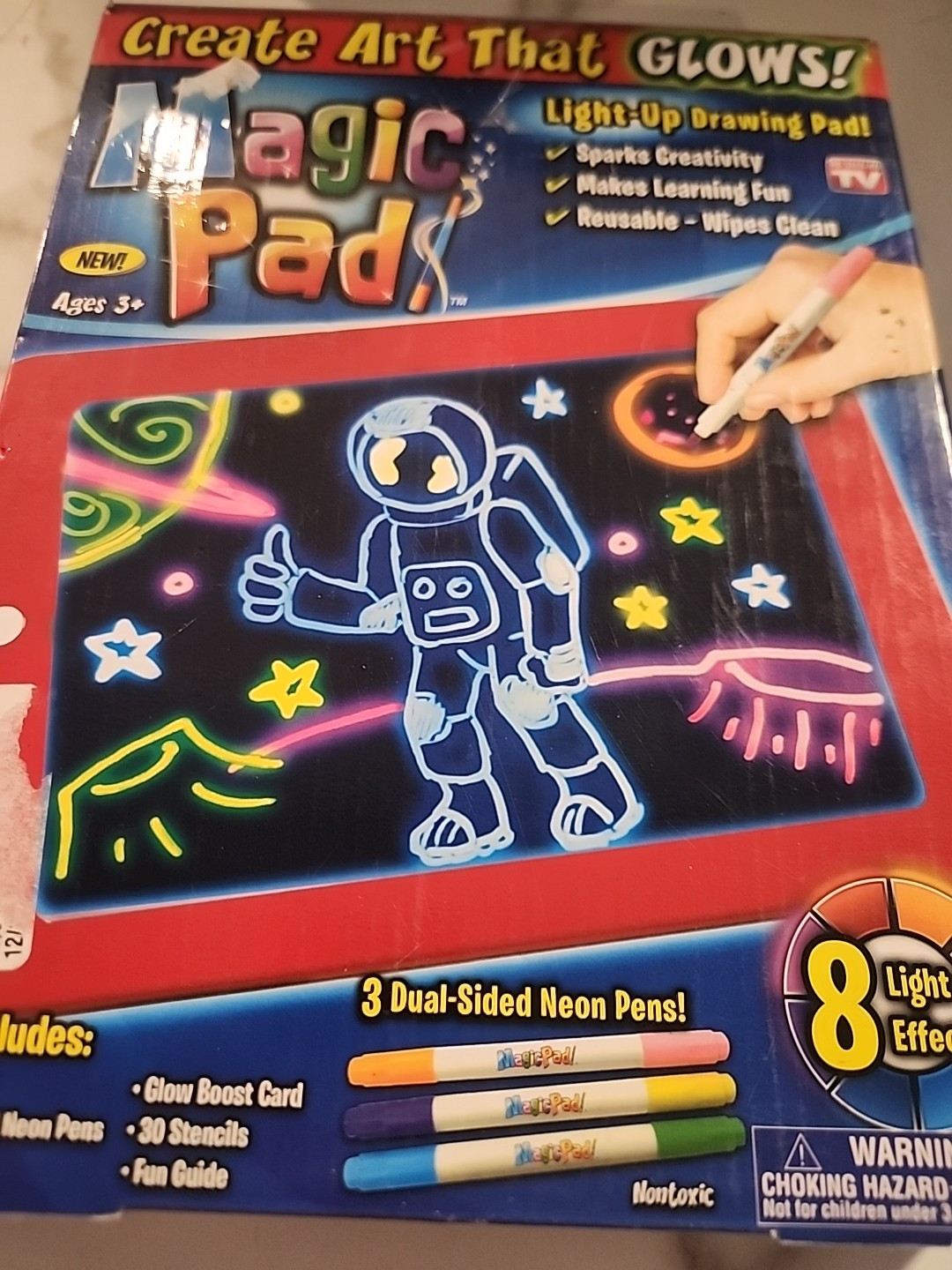 Magic Pad Light Up Drawing Pad AS SEEN ON TV! Create Art That Glows w/ Stencils