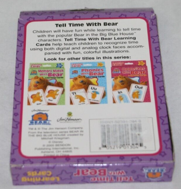 Bear in the Big Blue House “Tell Time With Bear” Learning Cards Ages 2-5 RARE