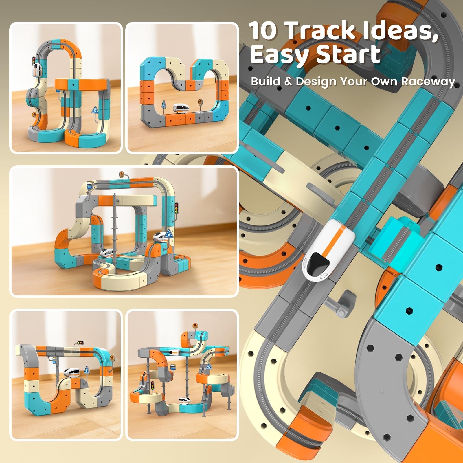 Electric Train Set 3D Flexible Race Track for Kids 3 4 5 6 7 8 Years Old, 82 …