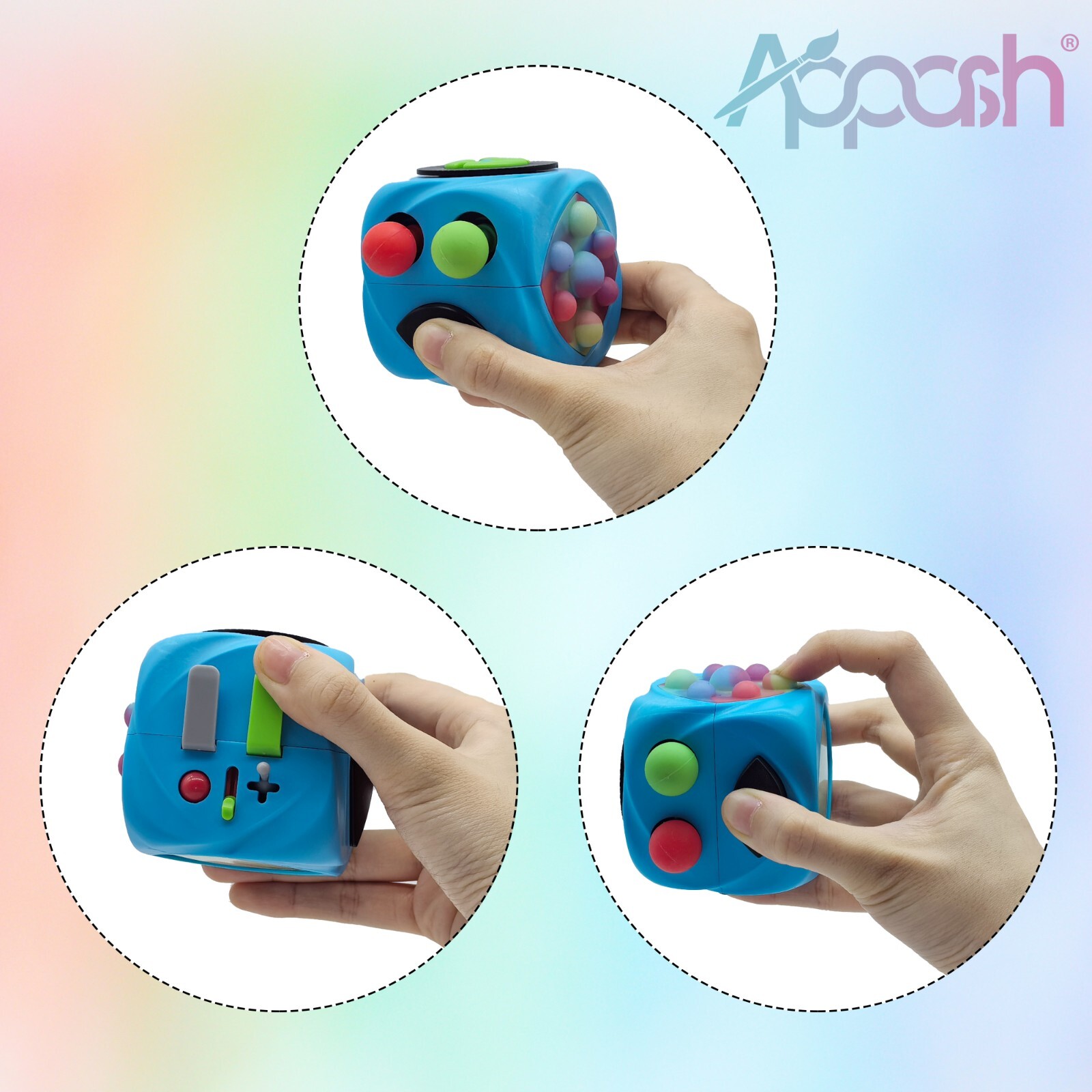 Fidget Cube Stress Anxiety Pressure Relieving Sensory Toy for Focus[Blue]