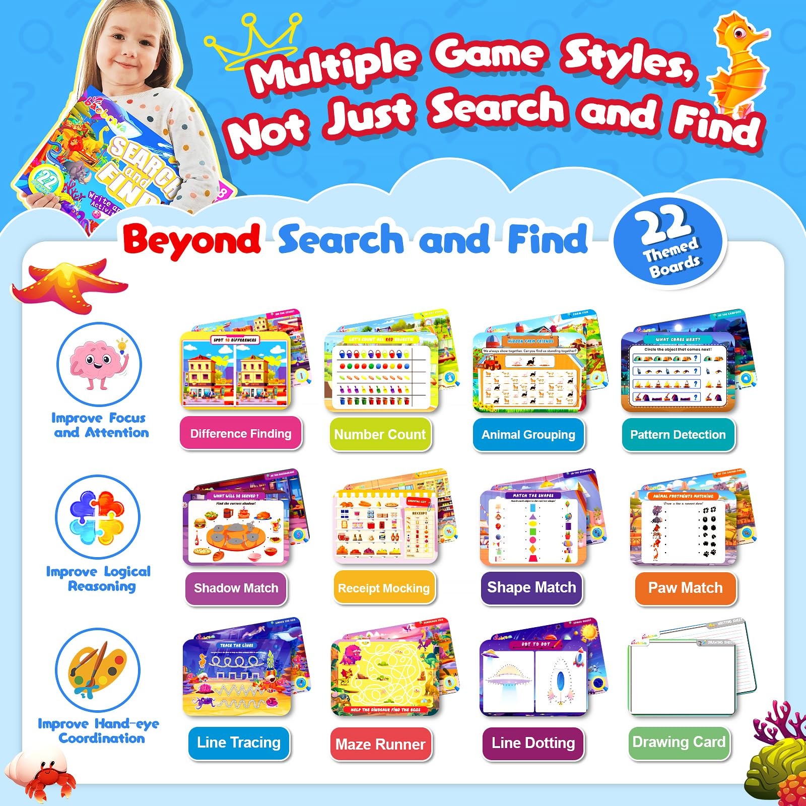 Search and Find Game Books – Preschool Learning Activities for Age 3-8, Trave…