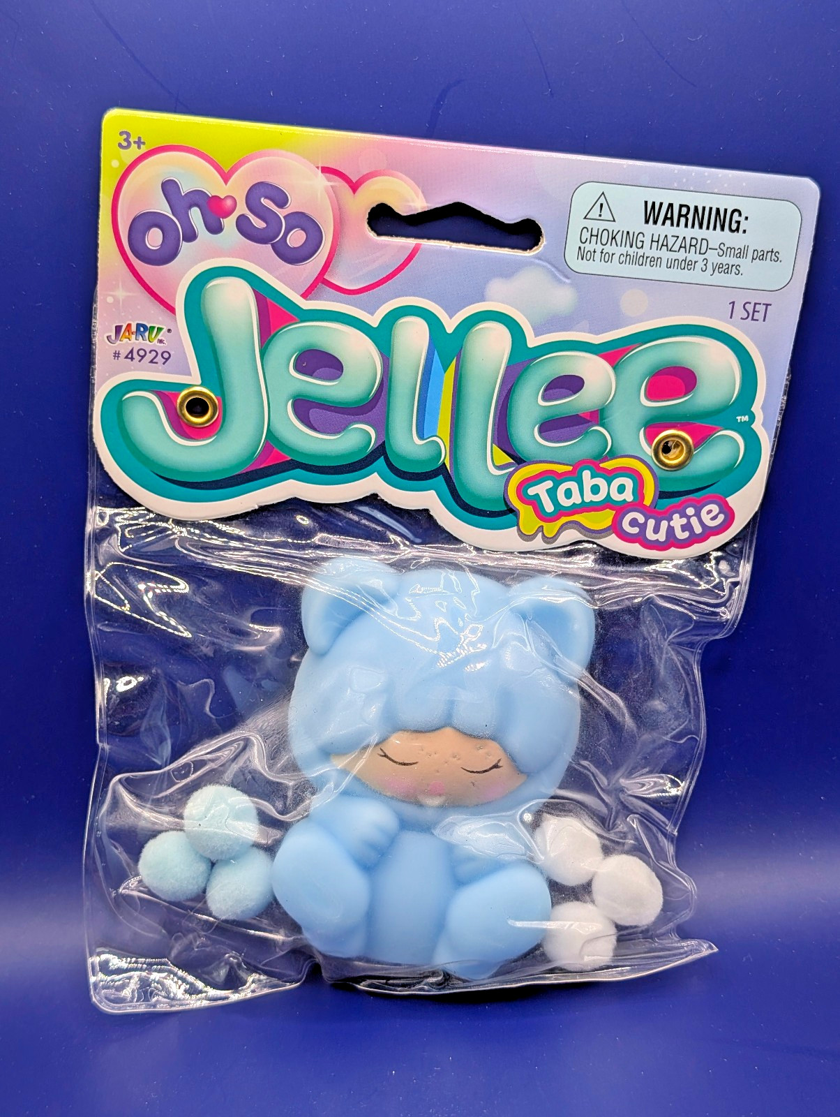 Jaru Oh-So Jellies Taba Cutie Blue/White Kitten Squishy Squeeze Toy #4929