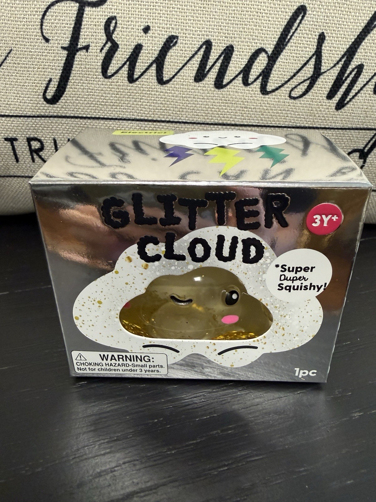 NEW J’Adore Glitter Cloud Super Duper Squishy Tactile Squeeze Toy CLEAR