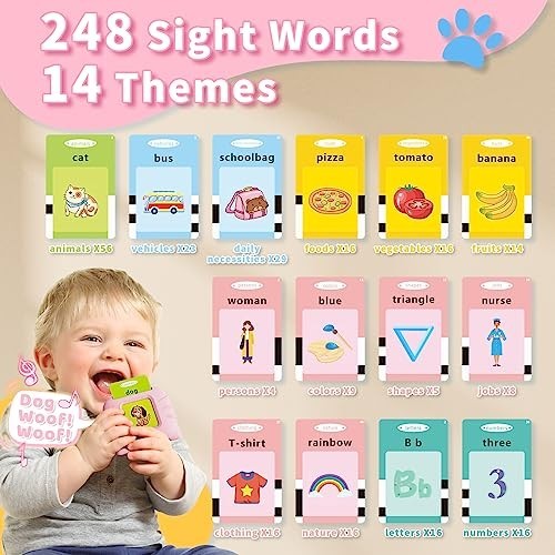 Talking Flash Cards Toddler Toys, Montessori Learning, Autism Sensory, 248 Words