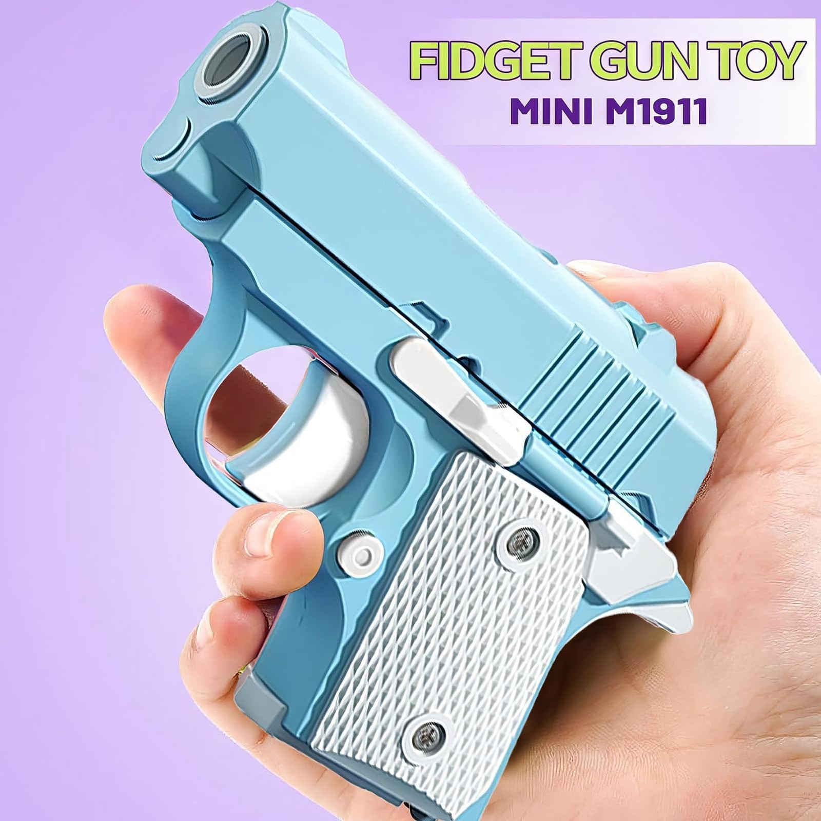 Hikewintoy Cool Fidget 1911 Toy Gun, 2 Pack 3D Printed Mini Small, Pink Blue