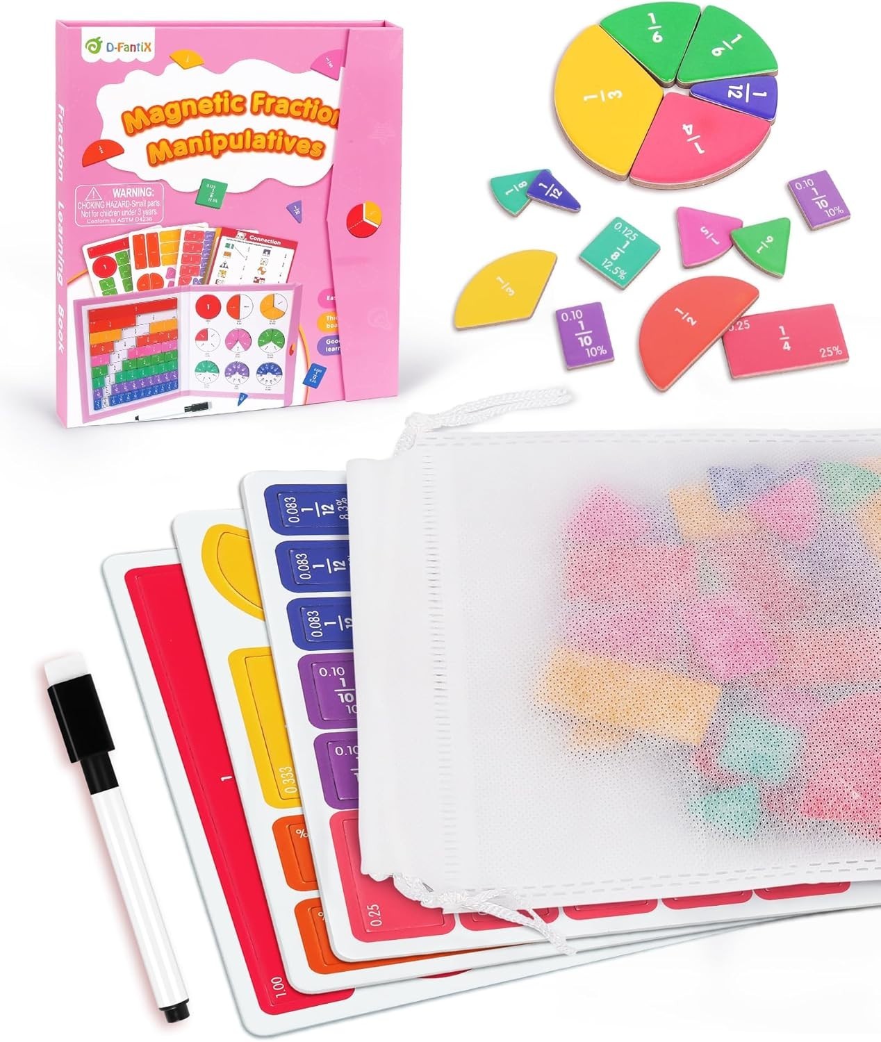 Comprehensive Magnetic Fraction Kit with Dry Erase Activity Card – 7.2×8.7in