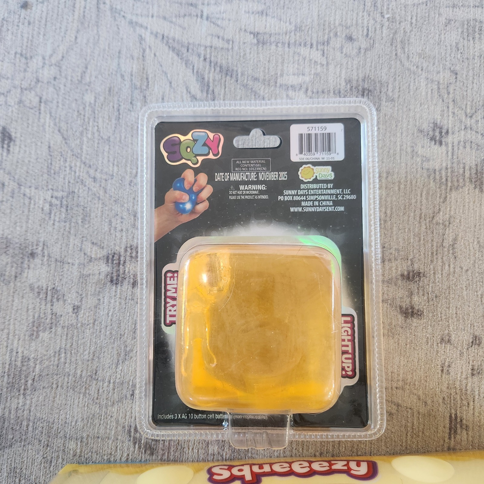 SQZY Squishy Gem Cube Light Up Squeeze Toy & Sunny Days Squeezy Butter 14 oz