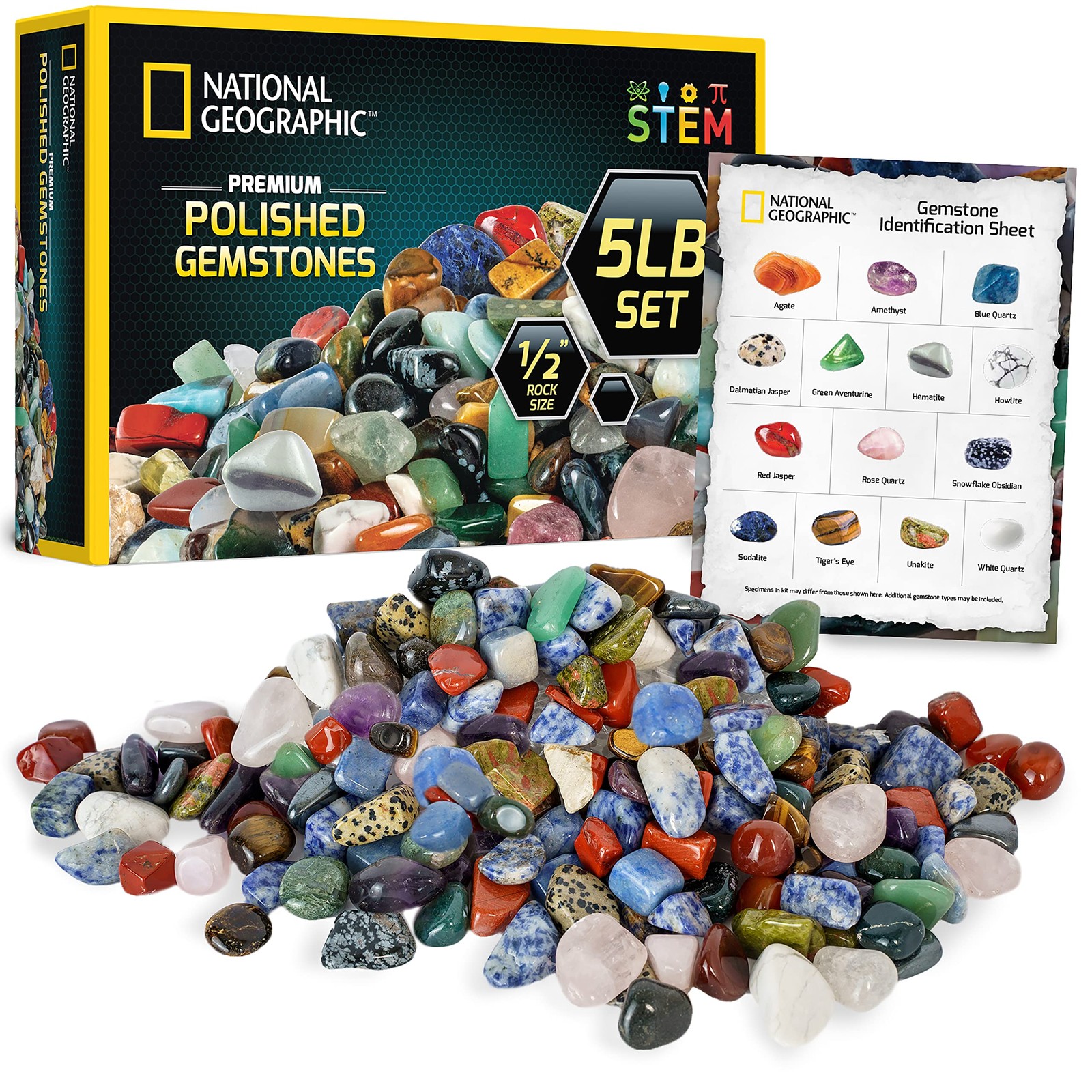 National Geographic Premium Polished Stones 5 Pounds of 1/2Inch Tumbled Ston…