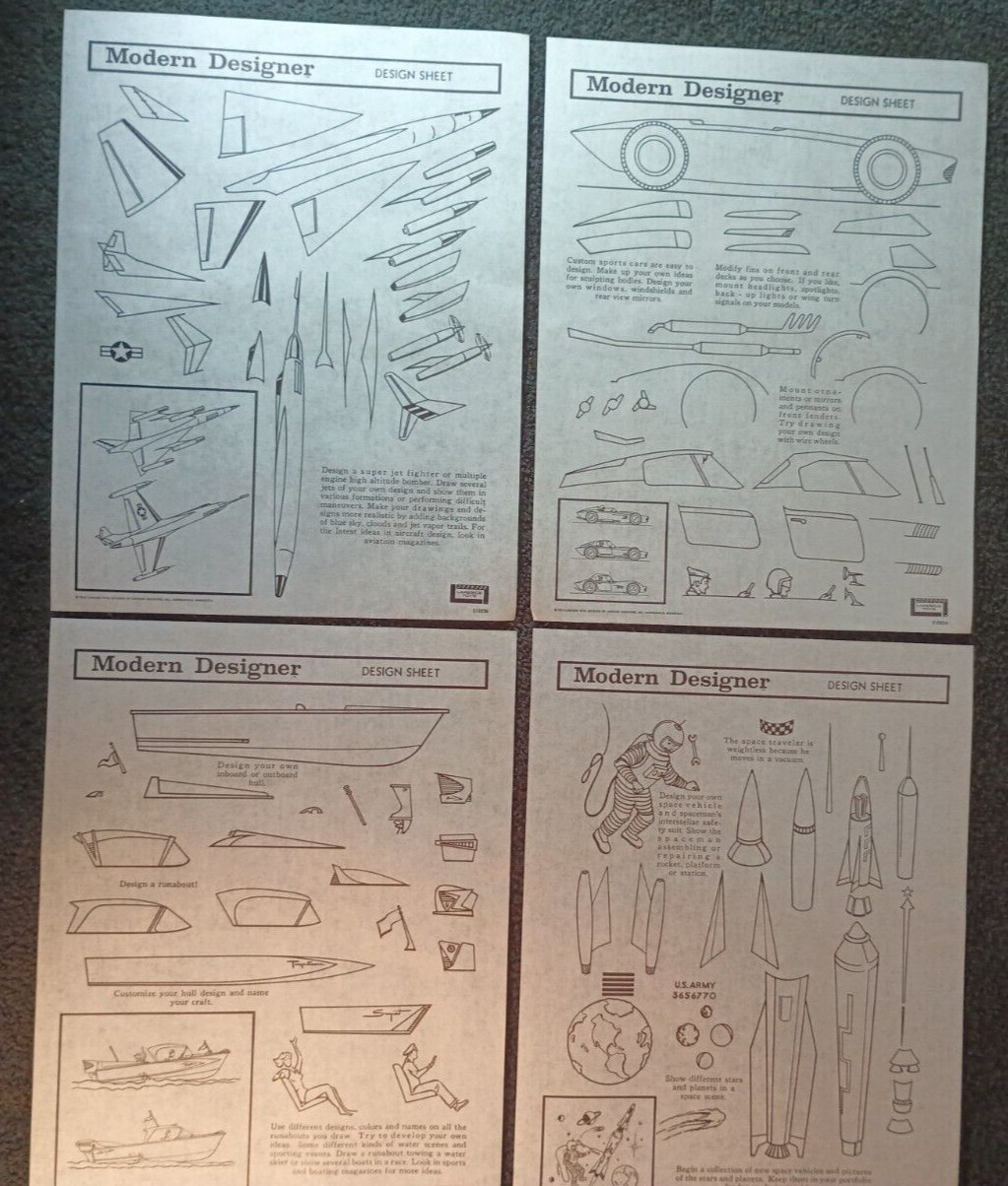 1965 Modern Designer #8264 tracing transparencies 8 1/2 x 11 homeschooling art