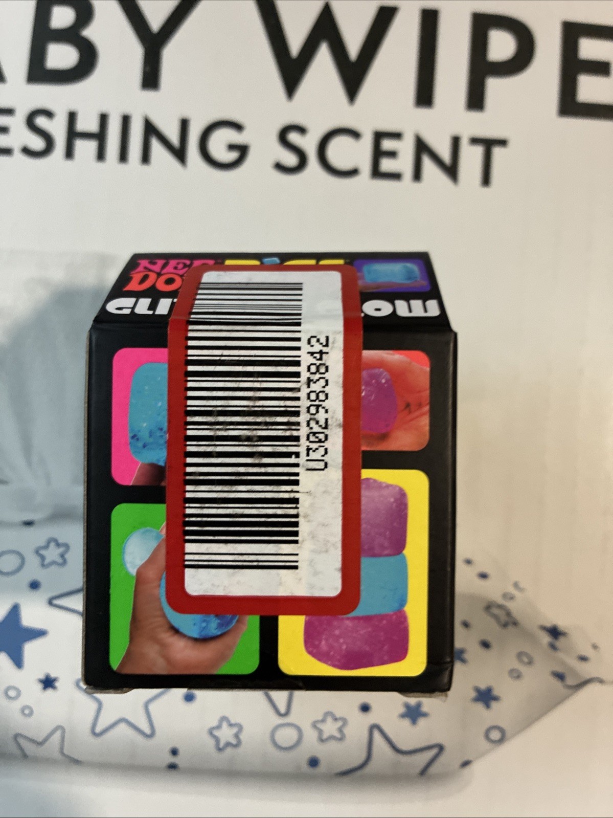 Schylling NeeDoh Nice Cube Glitter and Glow Squishy Glowing Ice Cube Blue NEW