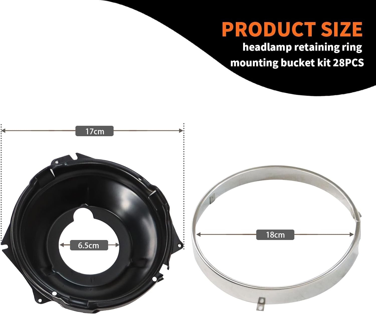 Headlamp Retaining Ring Mounting Retaining Bucket Kit Compatible with 1967-1970