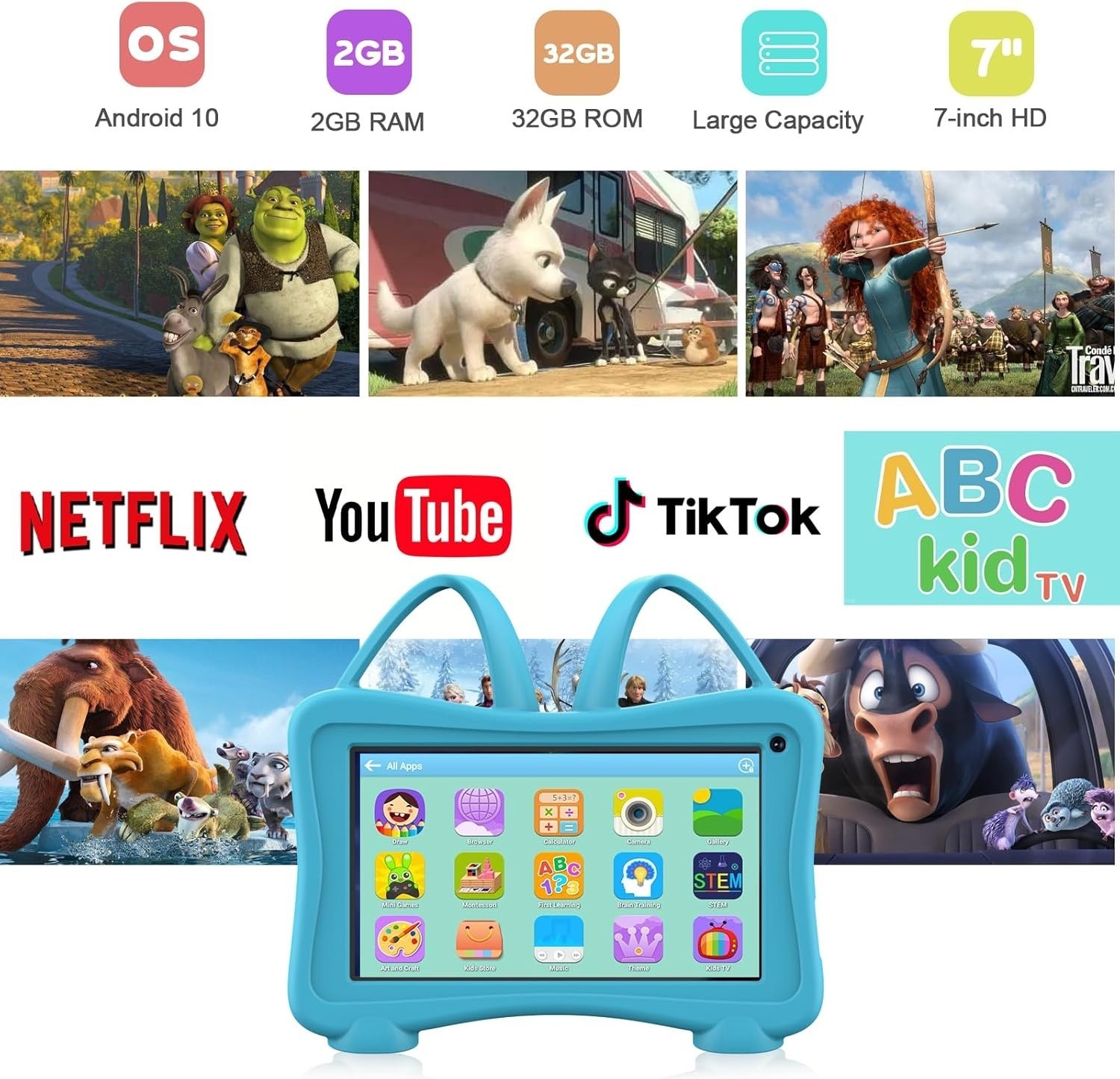 Kids Tablet 7 Toddler Children’s Learning Tablet with WiFi, YouTube, Parental