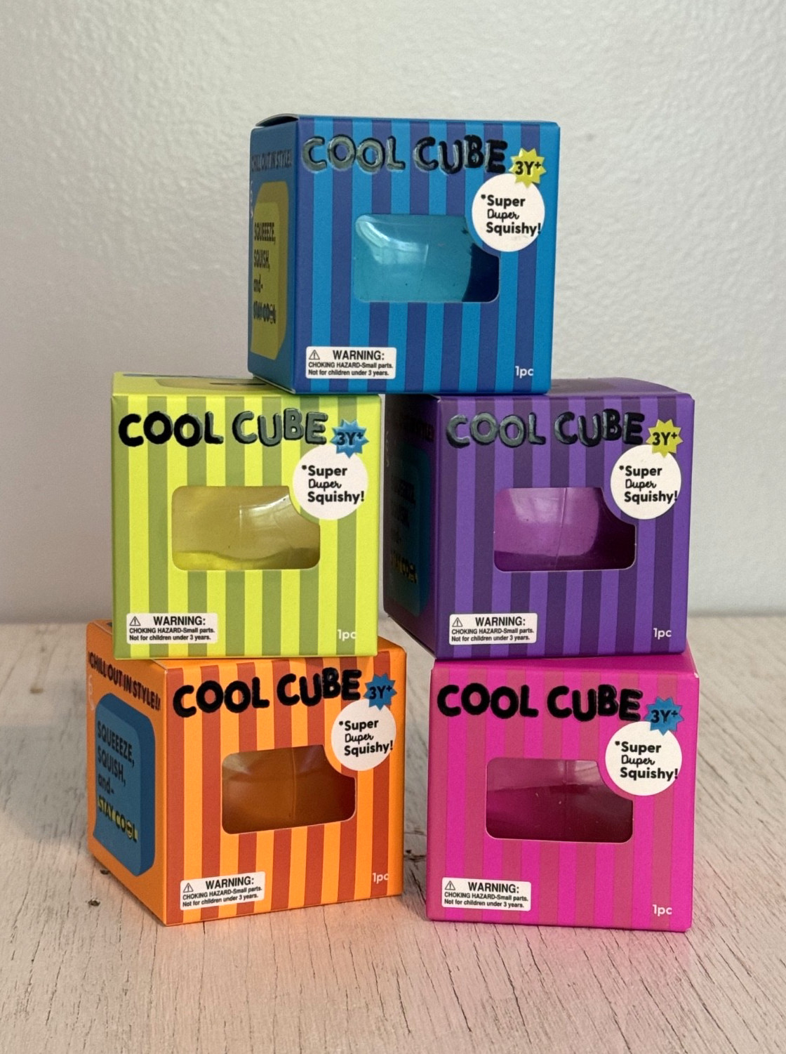 J’ADORE Cool Cube Super Duper Squishy Tactile Squeeze Toy Set, **SET OF Five**