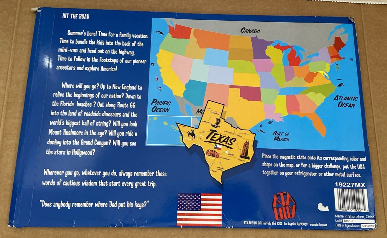 New Ata-Boy USA Magnetic Puzzle Map