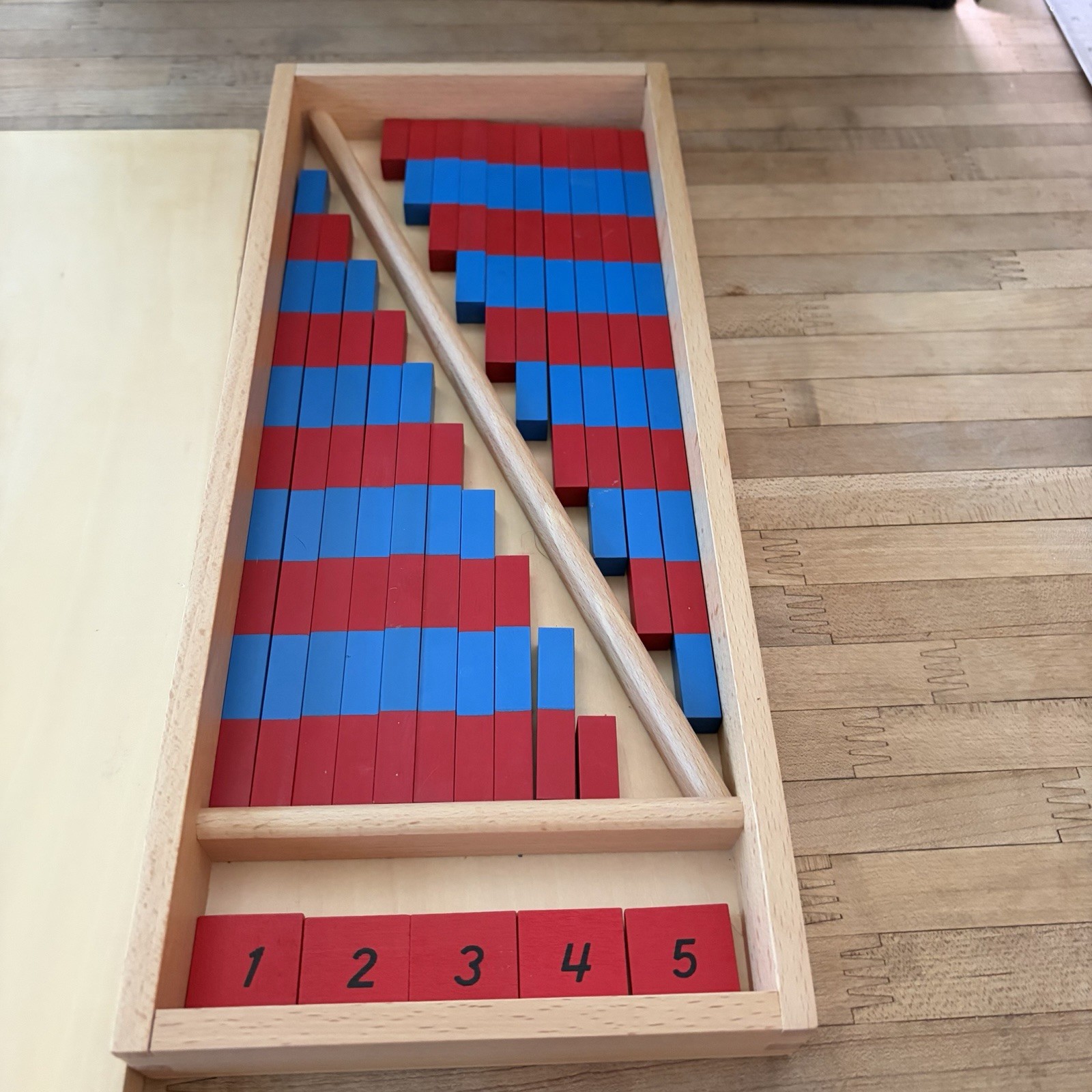 Montessori Mathematics Material Small Numerical Rods with Number Tiles Wood 1-10