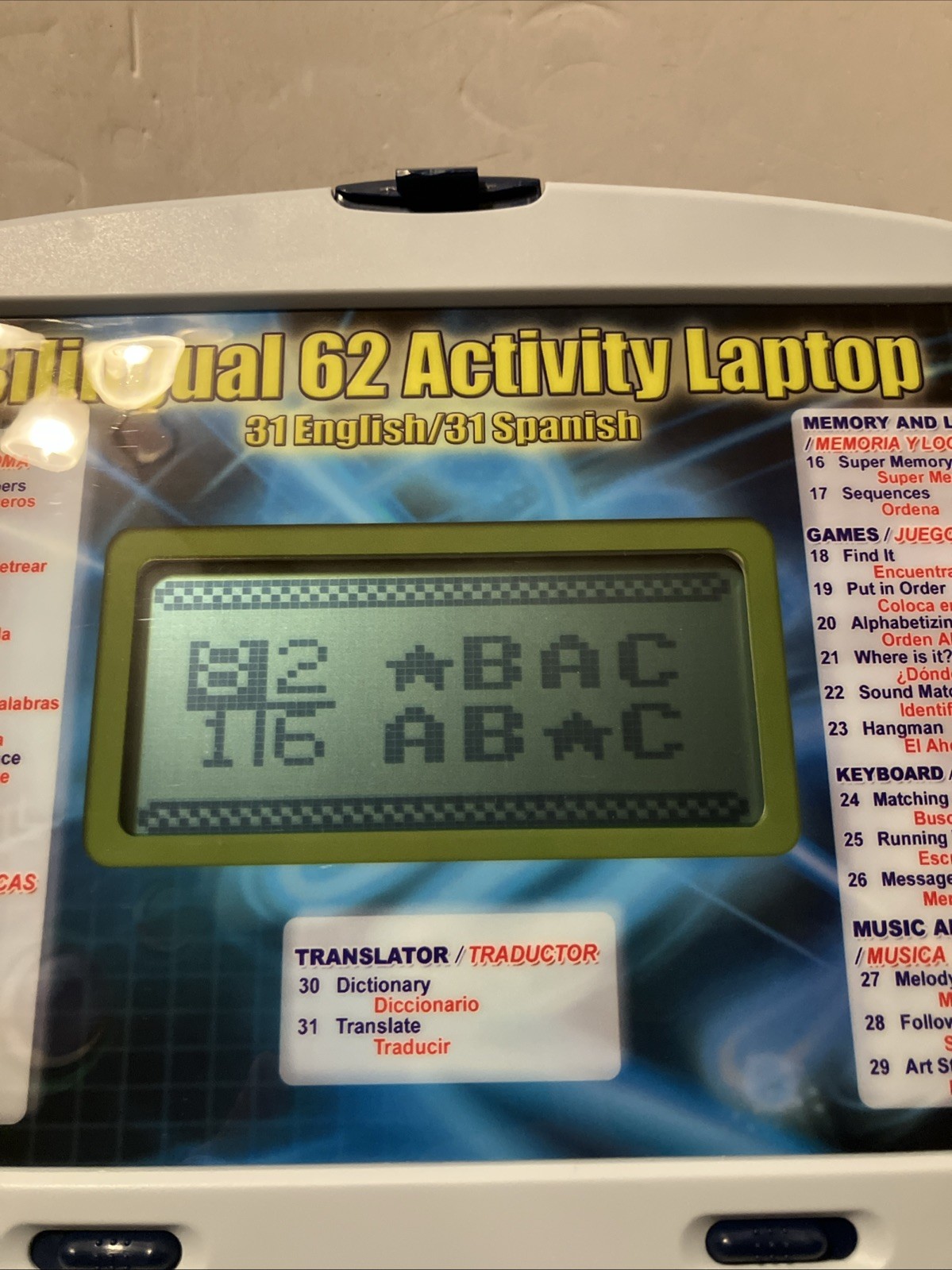 Vintage BILINGUAL 62 ACTIVITY LAPTOP (31 English/31 Spanish) LEARNING TOY Tested