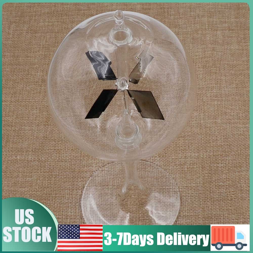Clear Glass Light Mill Crookes Radiometer Solar Power for Home Office Ornaments