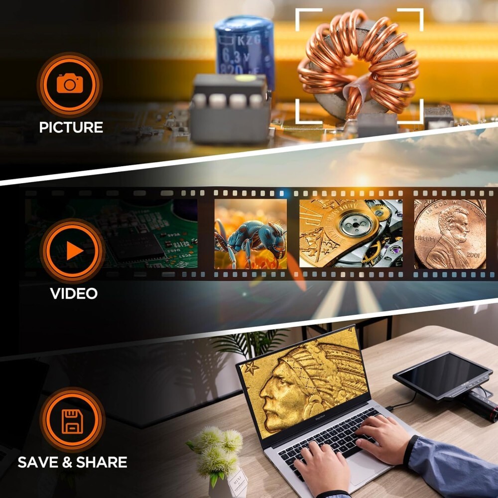 Elikliv HDMI Coin Microscope: Built-In Battery, Ring Light, Reveal Tiny Details!