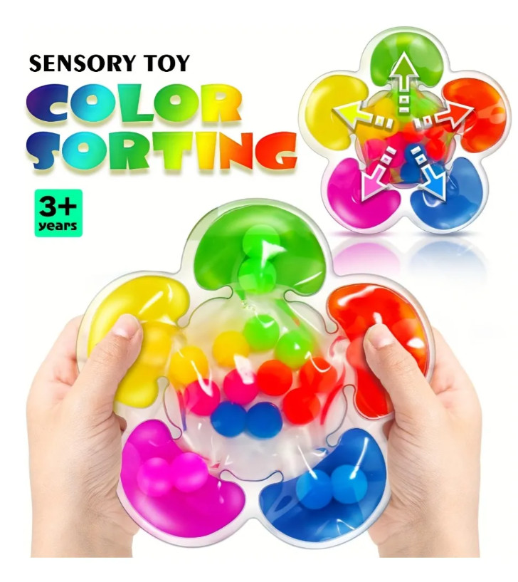 Sensory Color Sorting Fidget Toy Toddlers Kids Stress Relief Autism Gel Beads