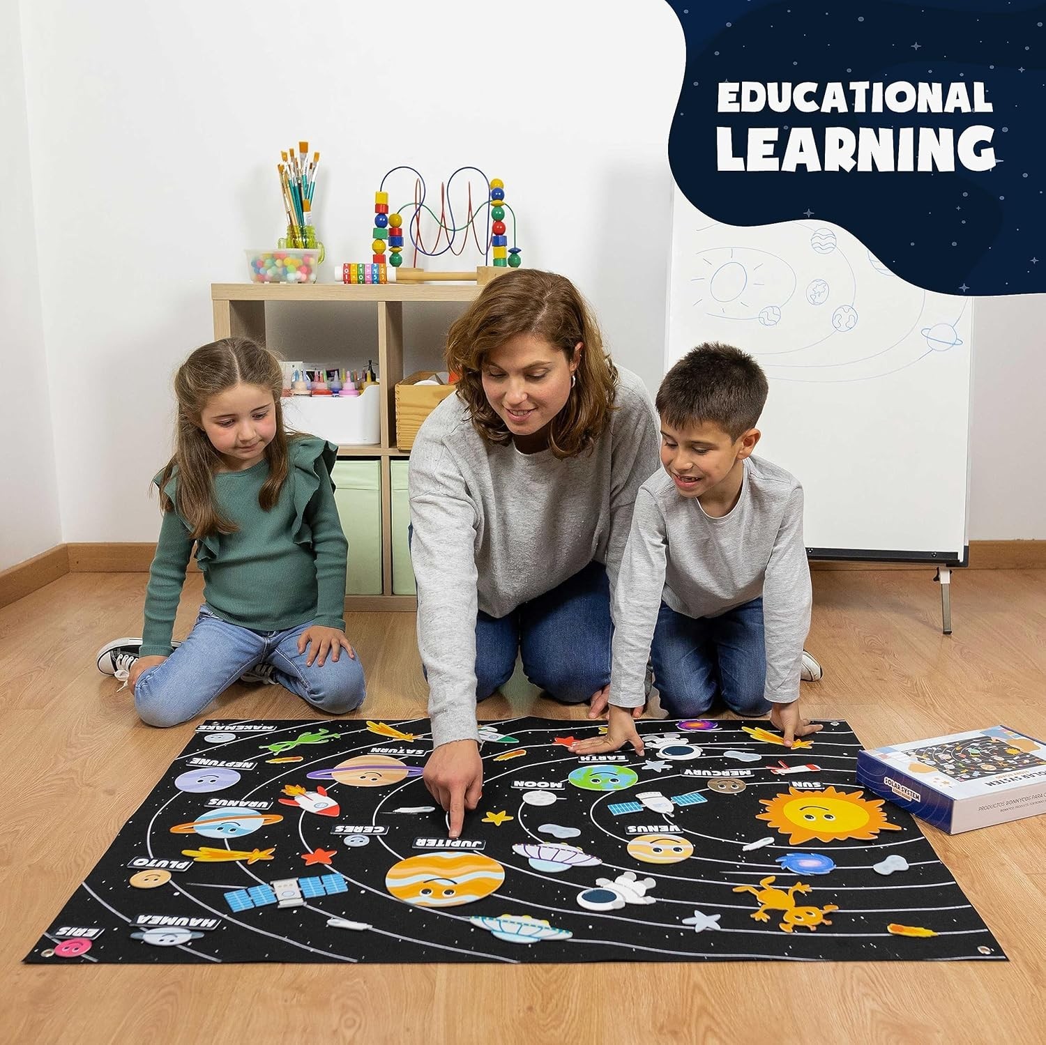 Kids 61-Piece Felt Solar System Set – Fun Montessori Learning Tool for Ages 3-8