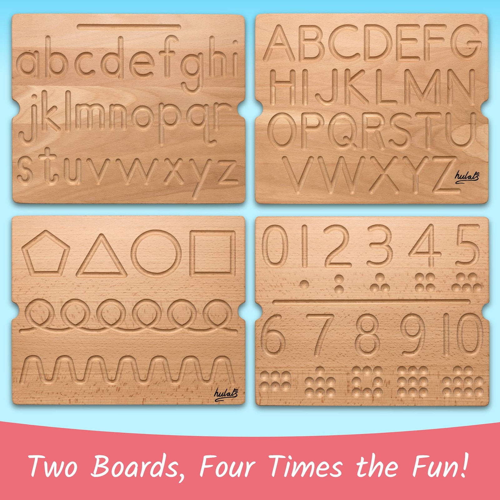 Hulats Learn to Write – Number & Letter Tracing Boards for Kids Large, Beige