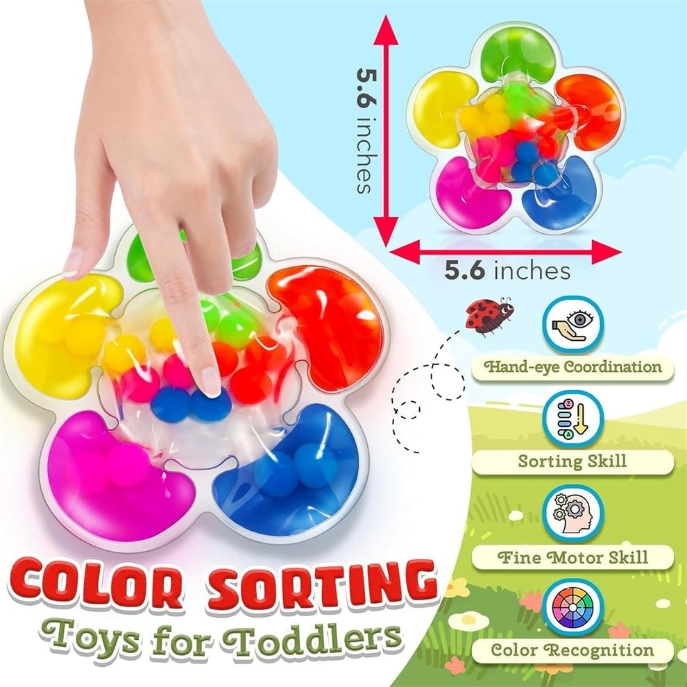 Sensory Color Sorting Fidget Toy Toddlers Kids Stress Relief Autism Gel Beads