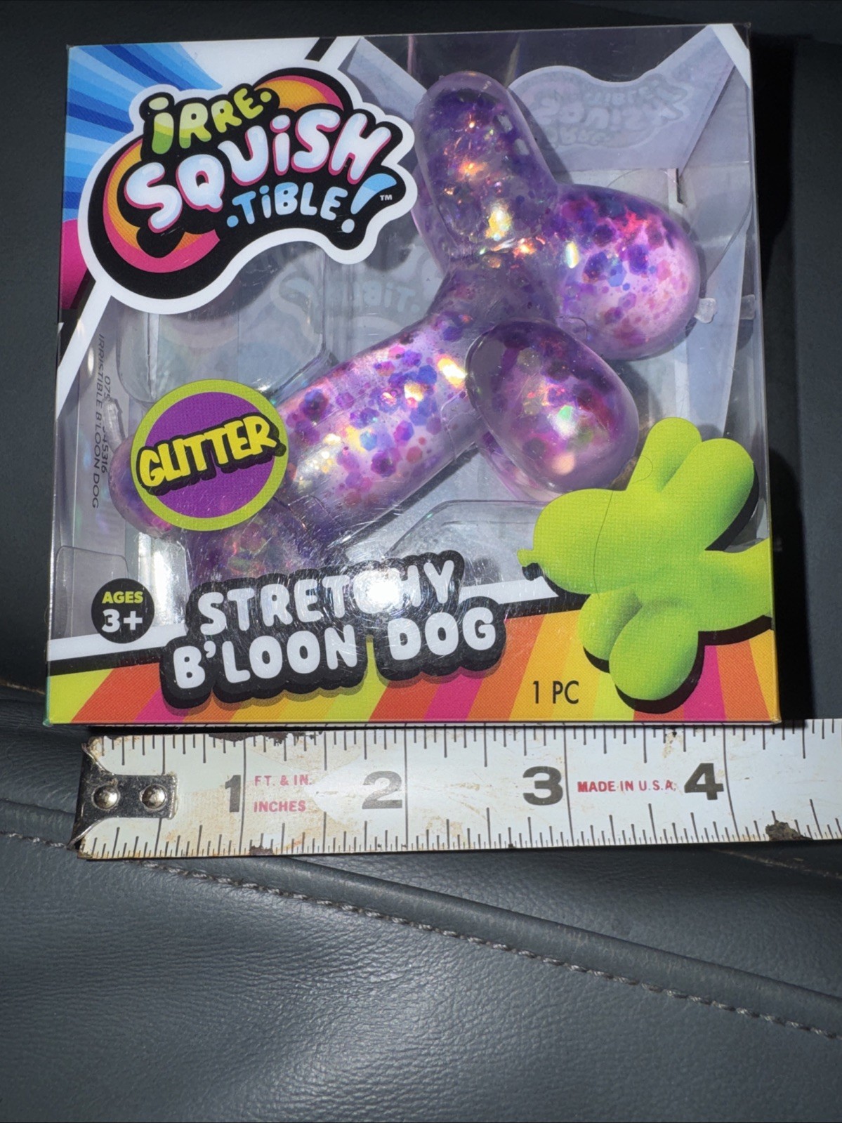 Purple Glitter Balloon Dog Squishy, SquishTible Stretchy Squeeze Toy By Ja-Ru