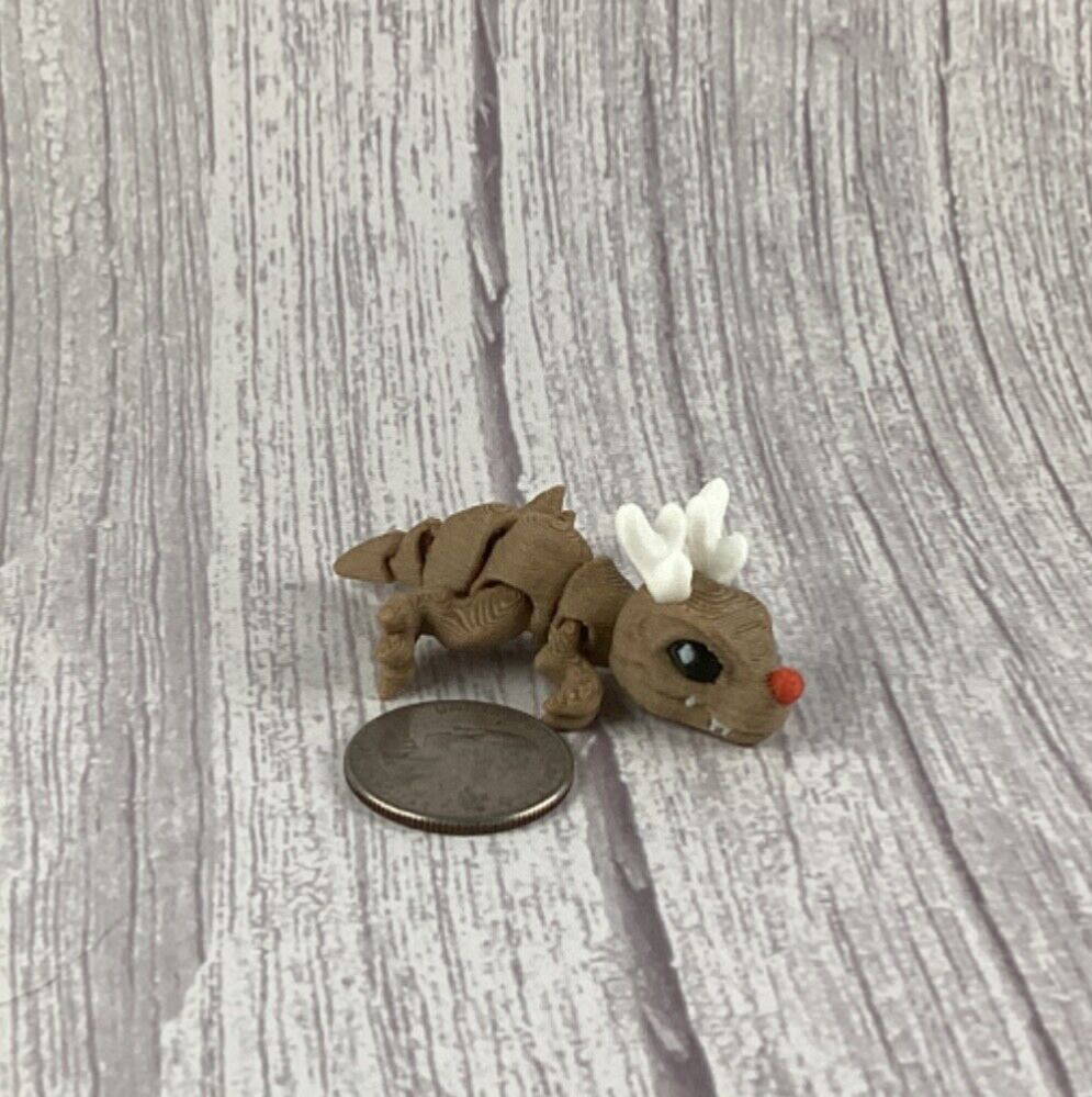 Cinderwings Tiny T-Rex Reindeer Articulated Sensory Toy, Gift
