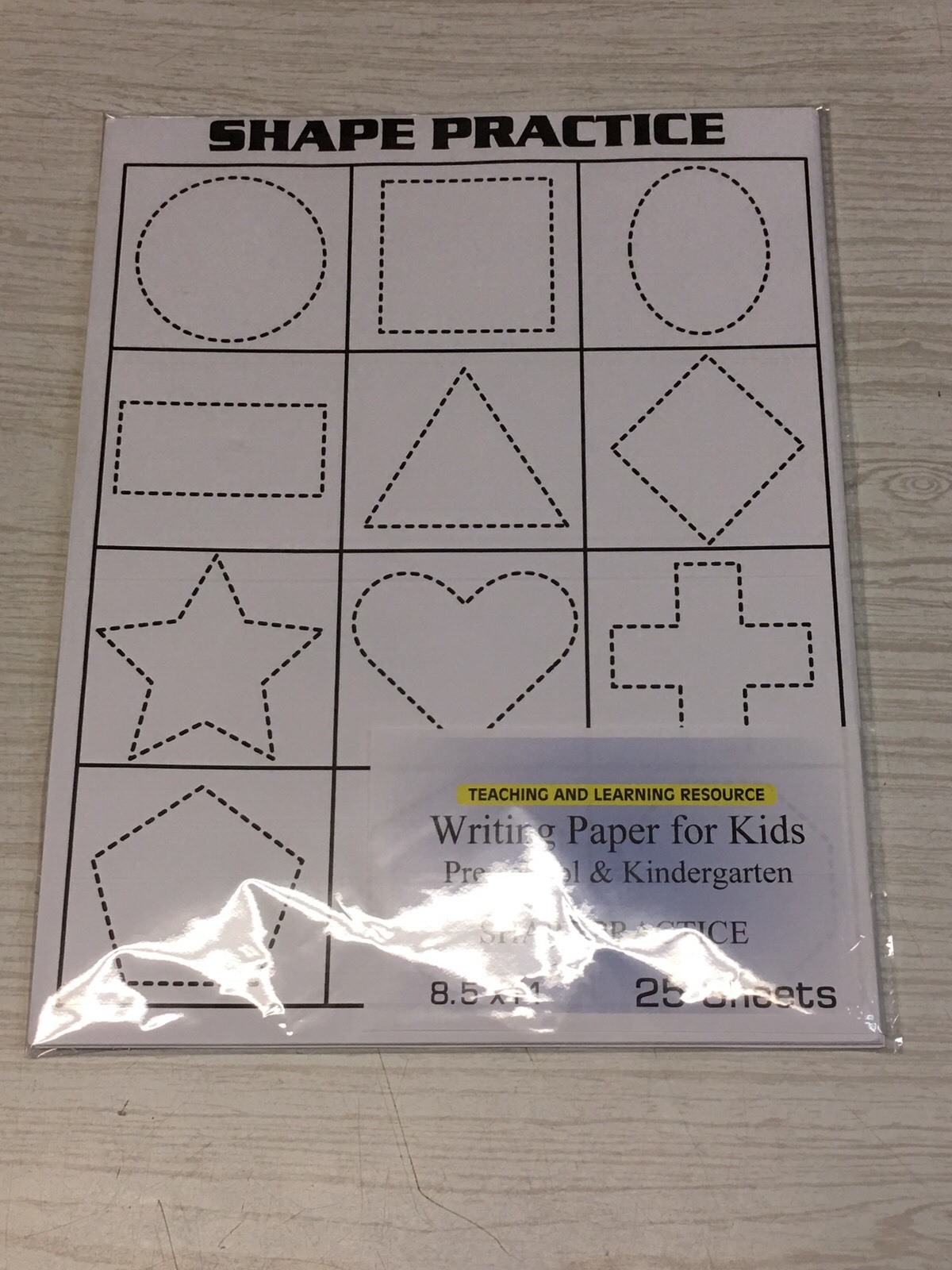 Writing Paper for Kids – SHAPE PRACTICE – 11X 8.5 in, 20 lb, 25 sheets