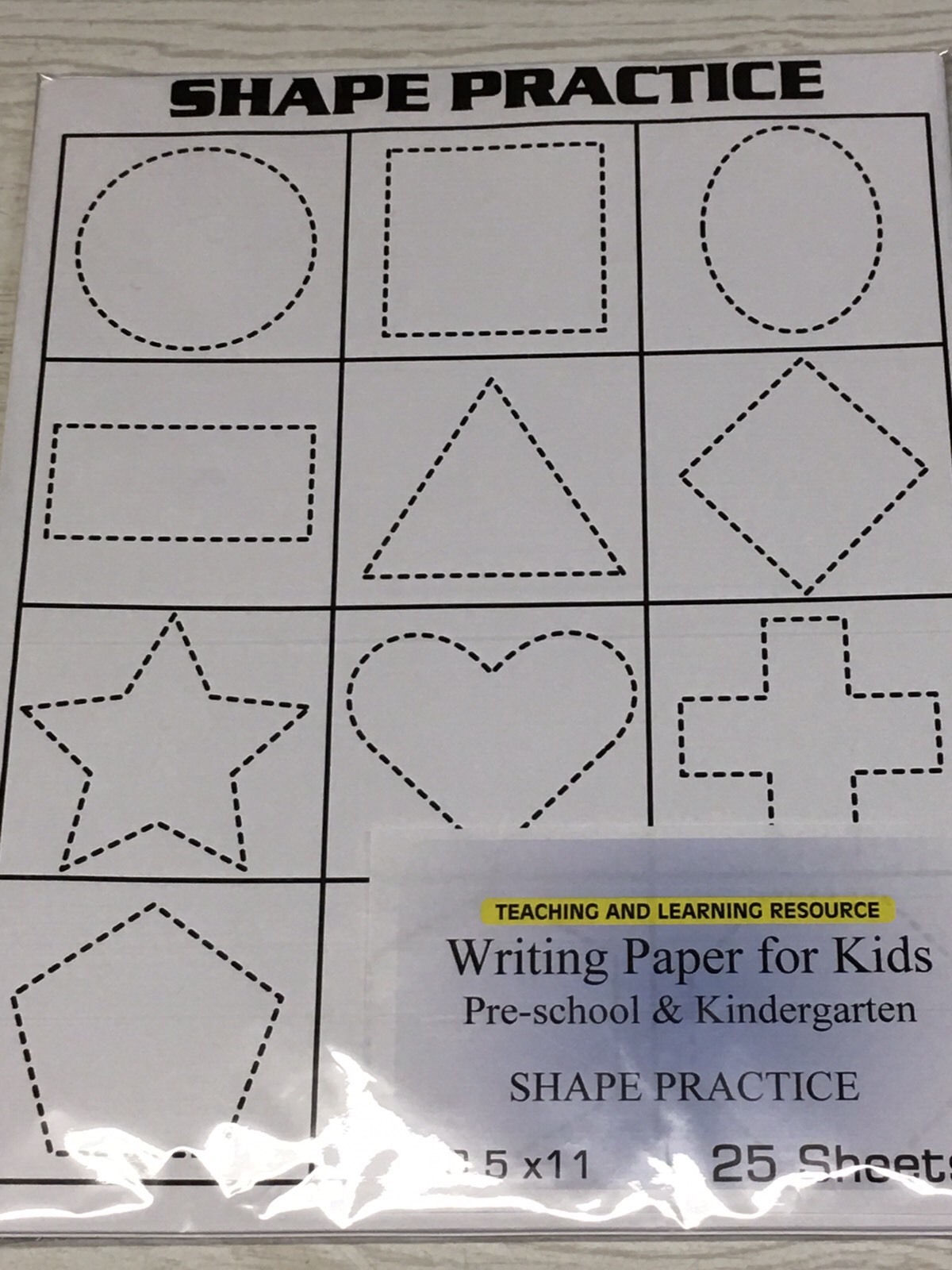 Writing Paper for Kids – SHAPE PRACTICE – 11X 8.5 in, 20 lb, 25 sheets