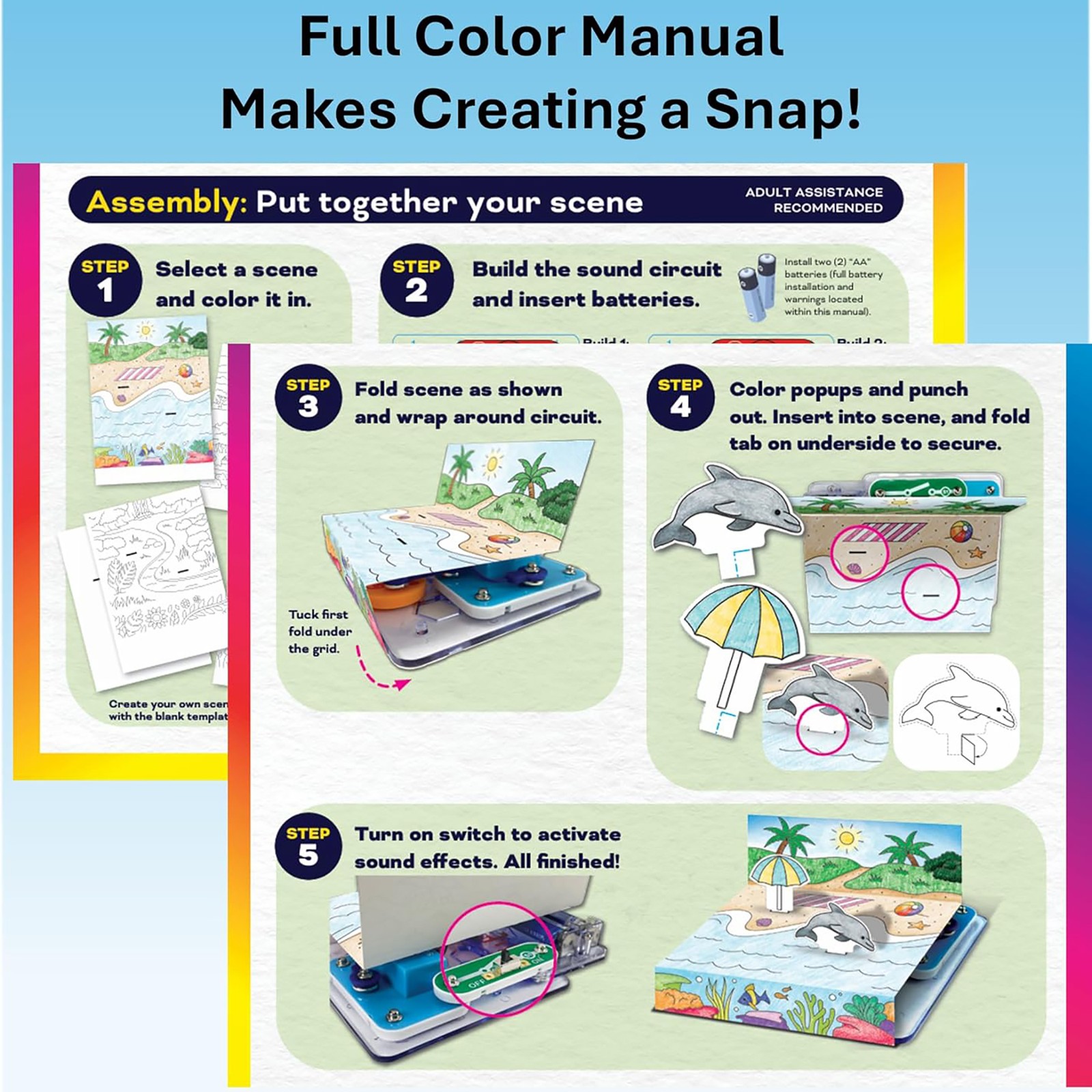 SNAP CIRCUITS: Snap & Draw – Color 3D Landscape Scene & Build Sound Circuits, 4+